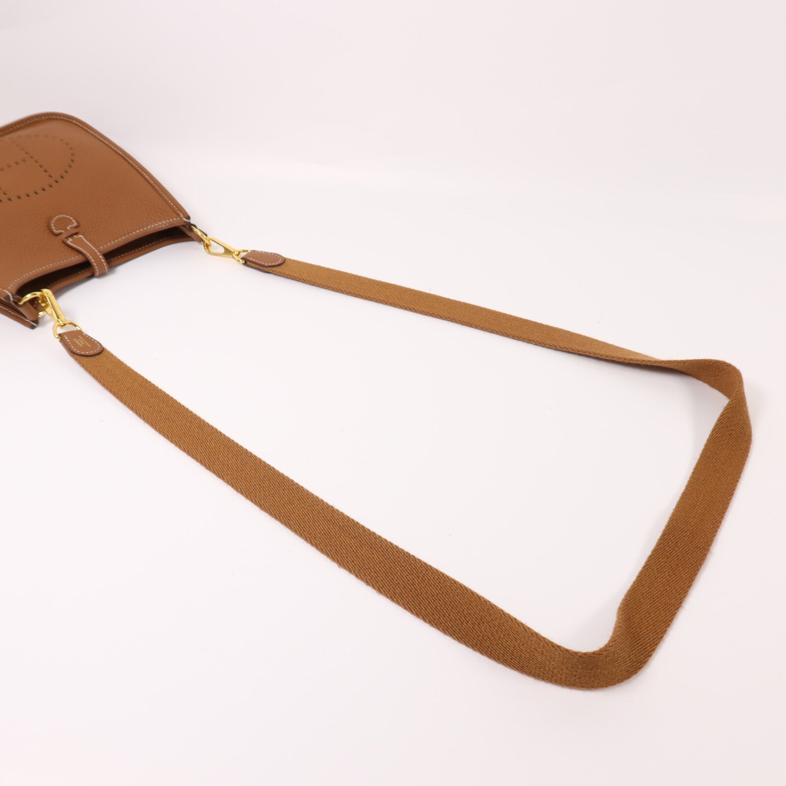 HERMES Clemence皮革Evelyne TPM金扣肩背袋Gold