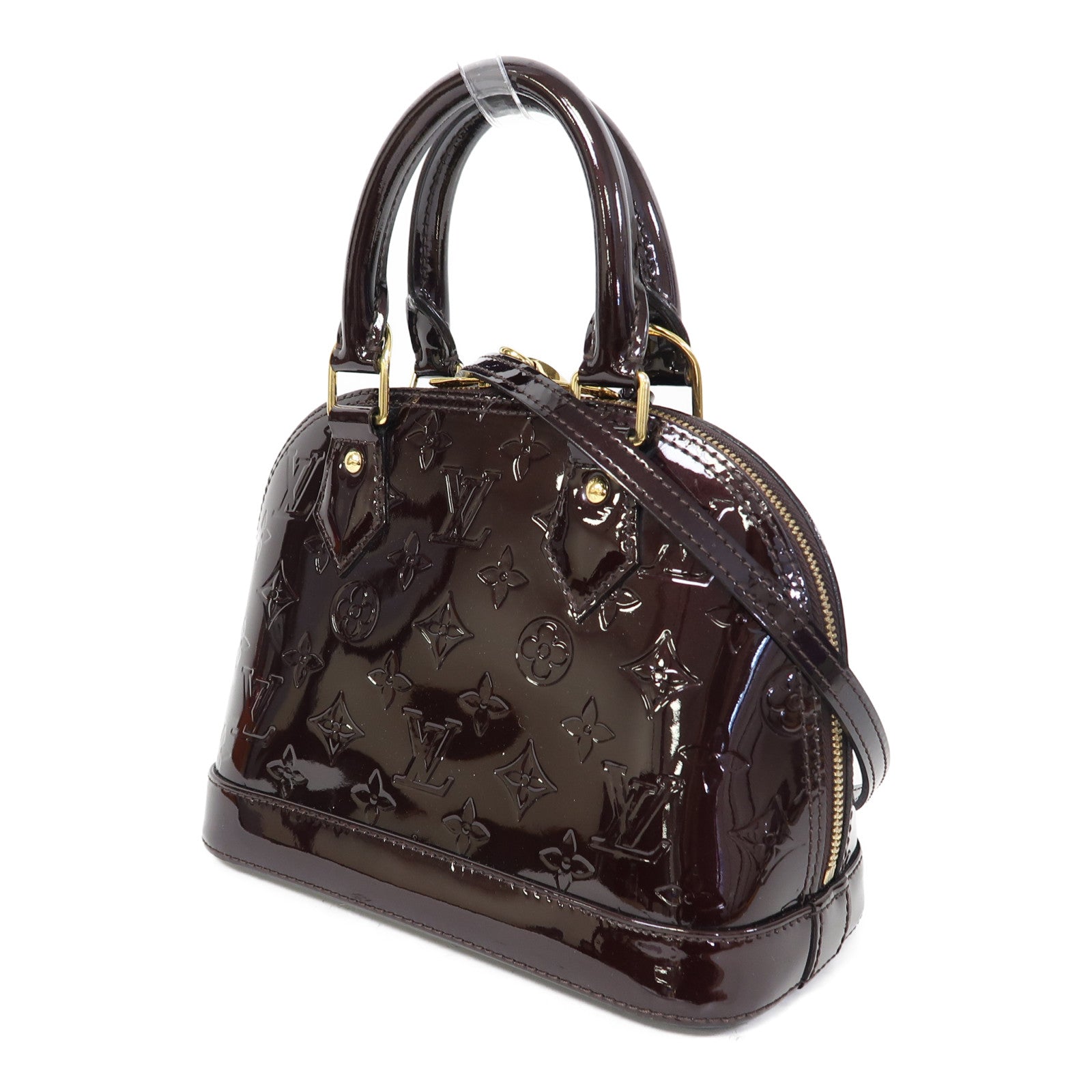 LOUIS VUITTON Vernis Alma BB金扣手挽肩背兩用袋深紅色