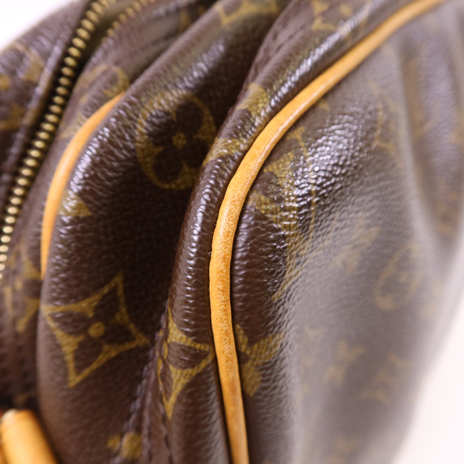 LOUIS VUITTON Monogram Reporter PM金扣肩背袋棕色