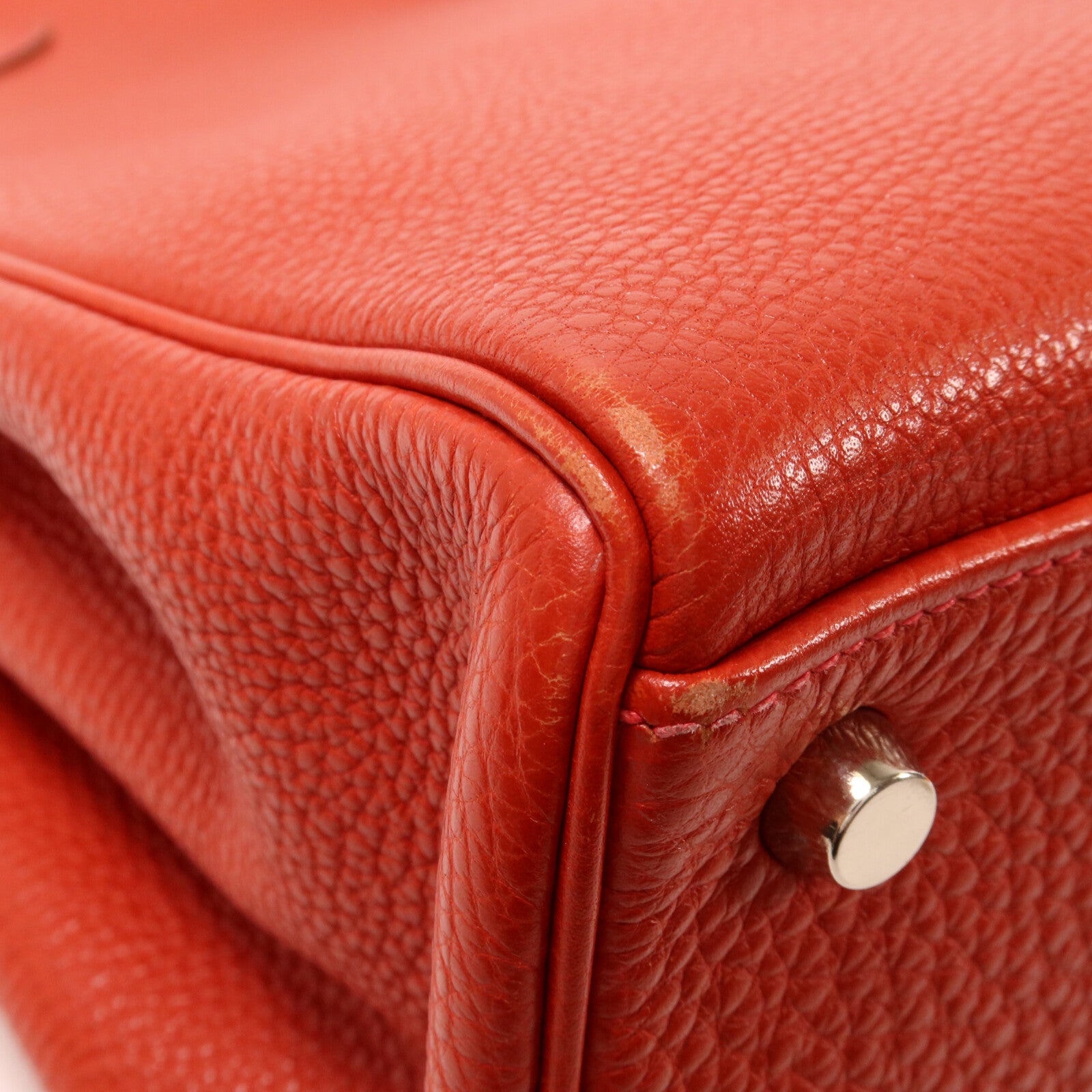 HERMES Clemence皮革Kelly 32手挽肩背兩用袋Rouge H
