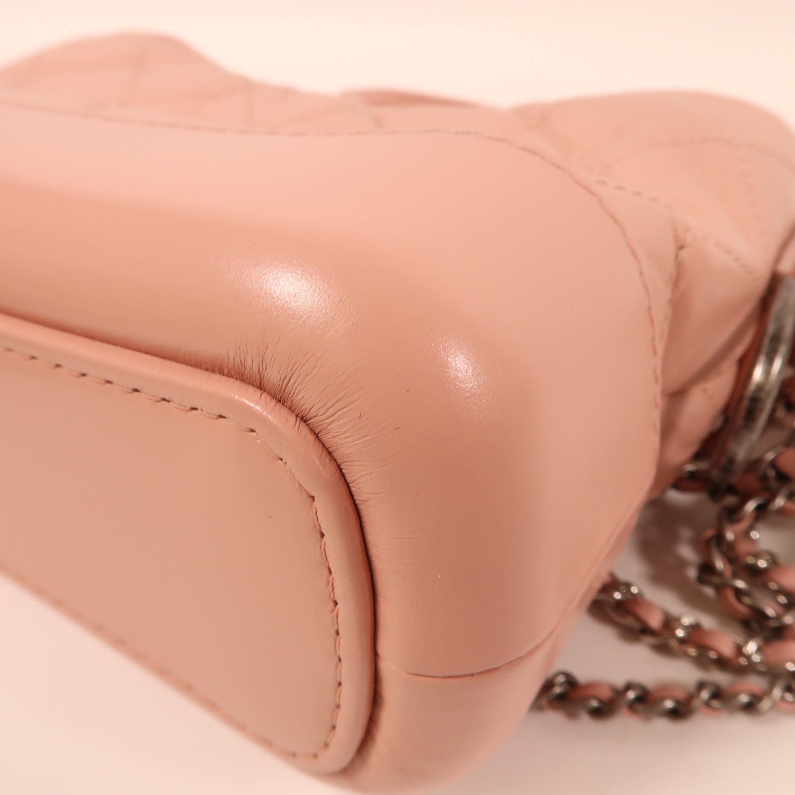 CHANEL CC Gabrielle Small Chain Shoulder Bag Handbag Calfskin Leather Pink