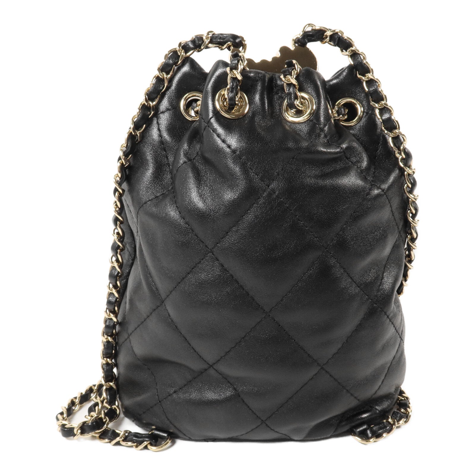CHANEL 羊皮皮革Bucket Backpack鏈帶背包
