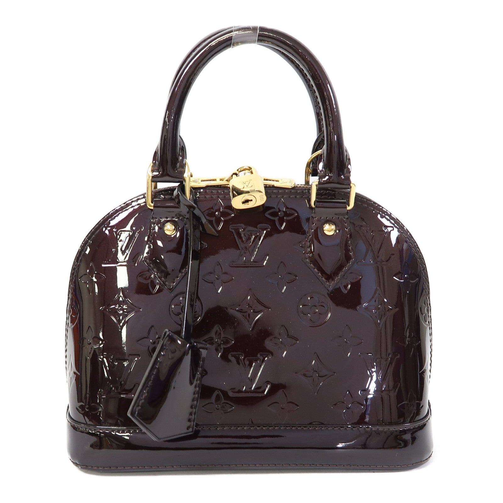 LOUIS VUITTON Vernis Alma BB金扣手挽肩背兩用袋深紅色