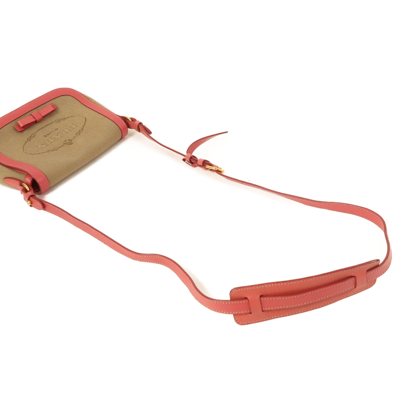 PRADA 帆布Corsaire Cloth Crossbody金扣肩背袋
