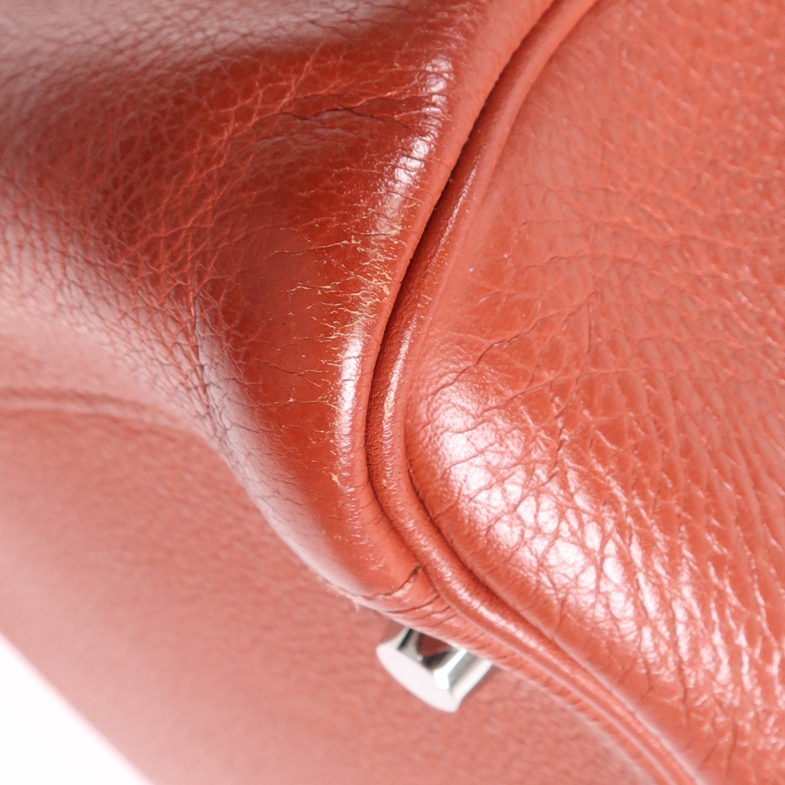 HERMES Clemence皮革Lindy 30銀扣手挽肩背兩用袋Rouge
