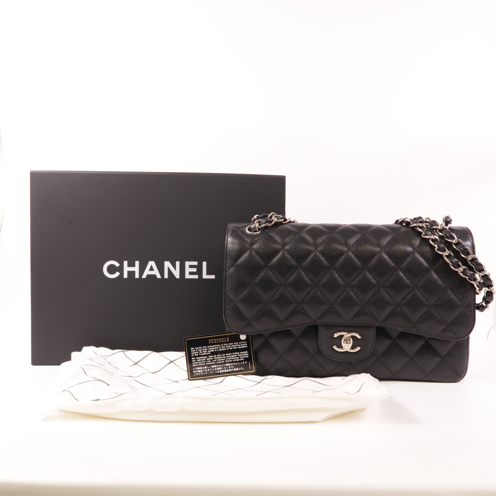 CHANEL CC SHW Large Classic Chain Shoulder Bag Calfskin Leather Black