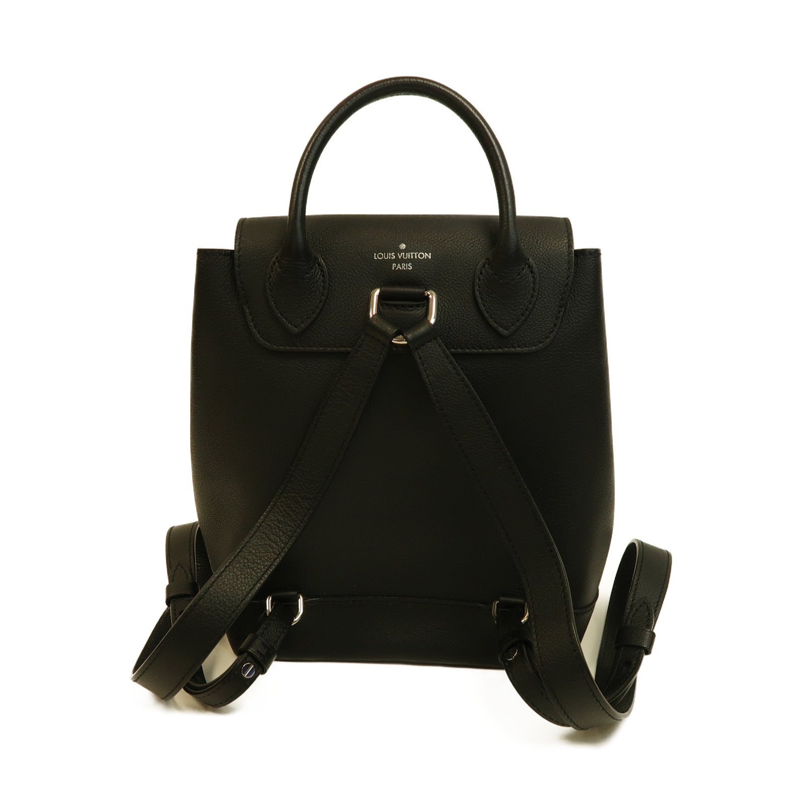 LOUIS VUITTON 【激減優惠】牛皮皮革Lockme Backpack銀扣背包黑色