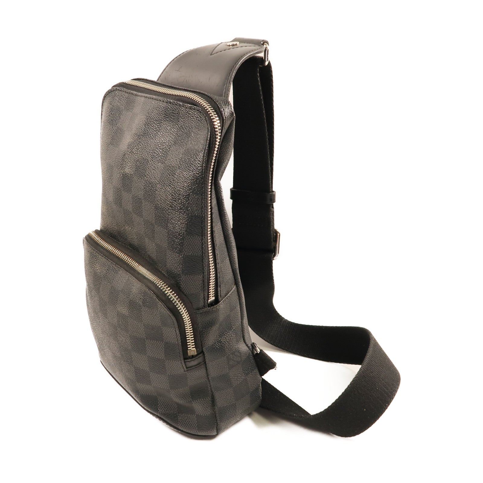 LOUIS VUITTON Damier Graphite Avenue Sling銀扣肩背袋黑色