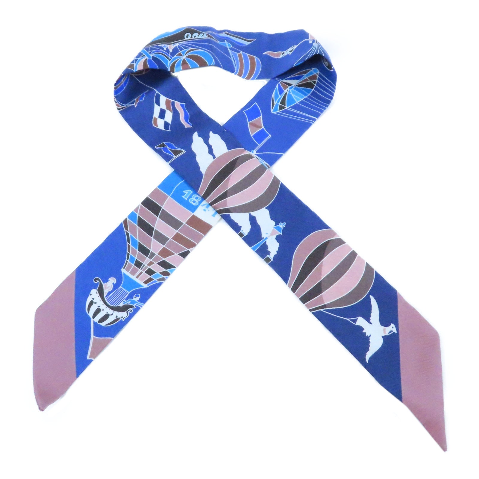 HERMES 【激減優惠】絲質Twilly Scarf絲巾藍色
