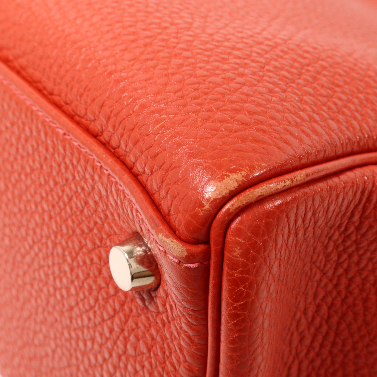 HERMES Clemence皮革Kelly 32手挽肩背兩用袋Rouge H