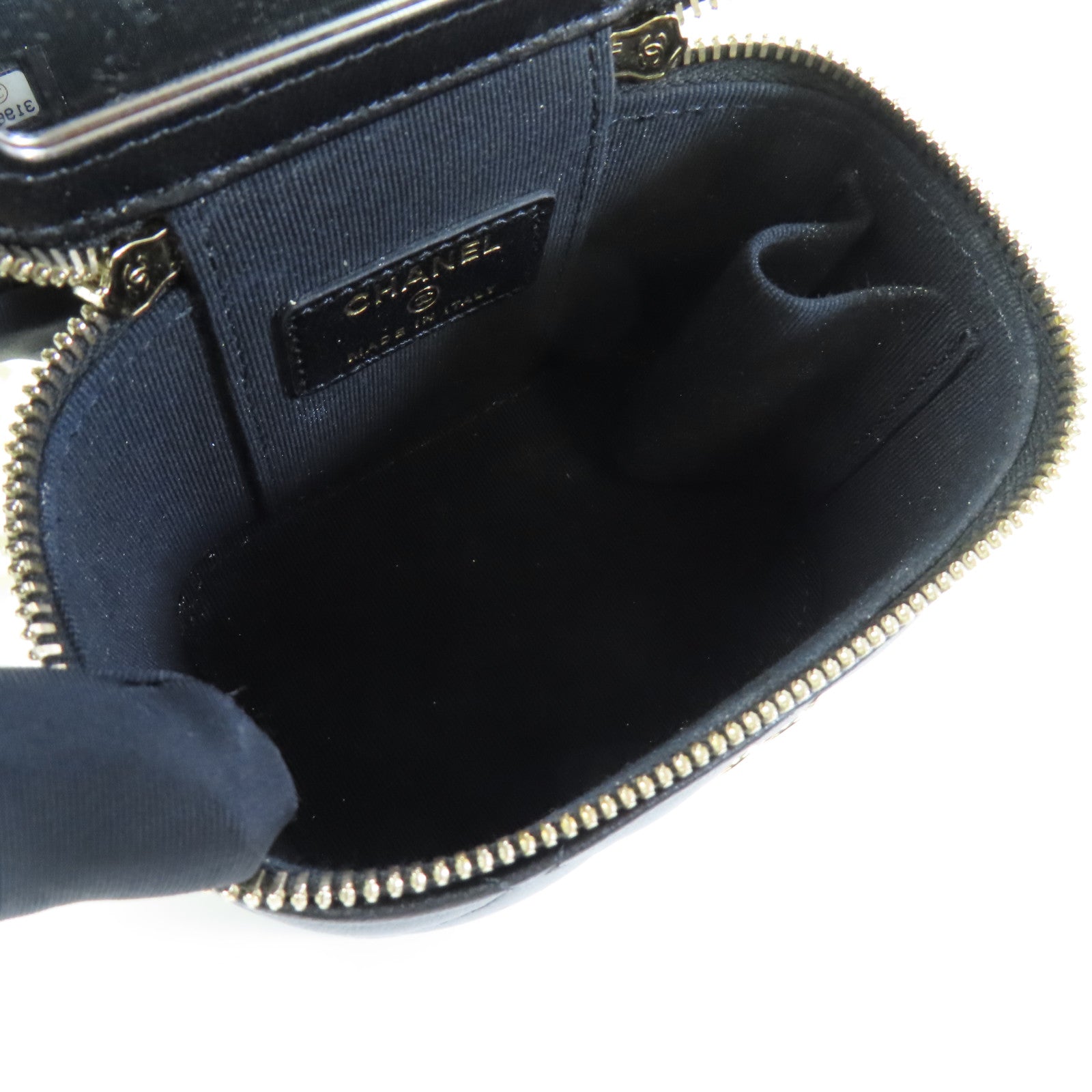 CHANEL CC GHW Mini Vanity Case Shoulder Bag Lambskin Leather Black