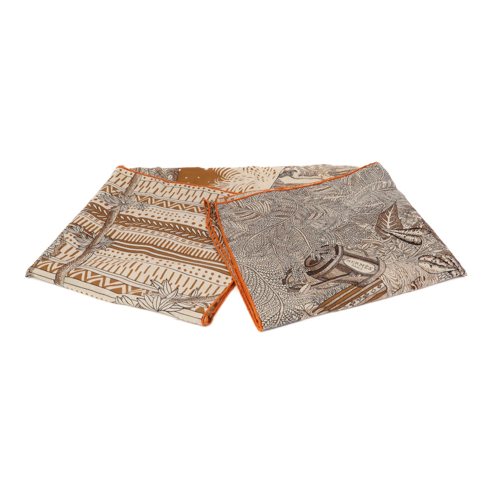 HERMES 羊絨/絲質Scarf圍巾啡色/米色