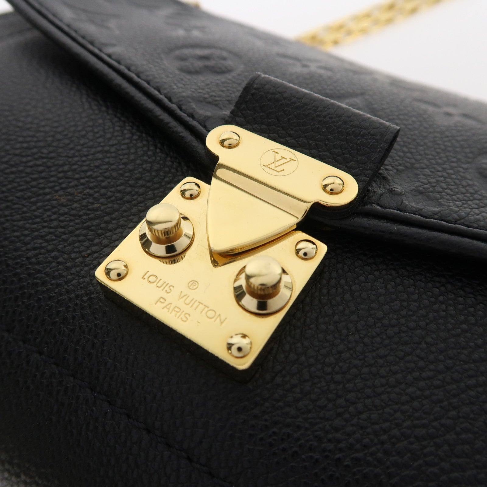 LOUIS VUITTON Monogram Empreinte Saint Germain PM金扣鏈帶肩背袋黑色