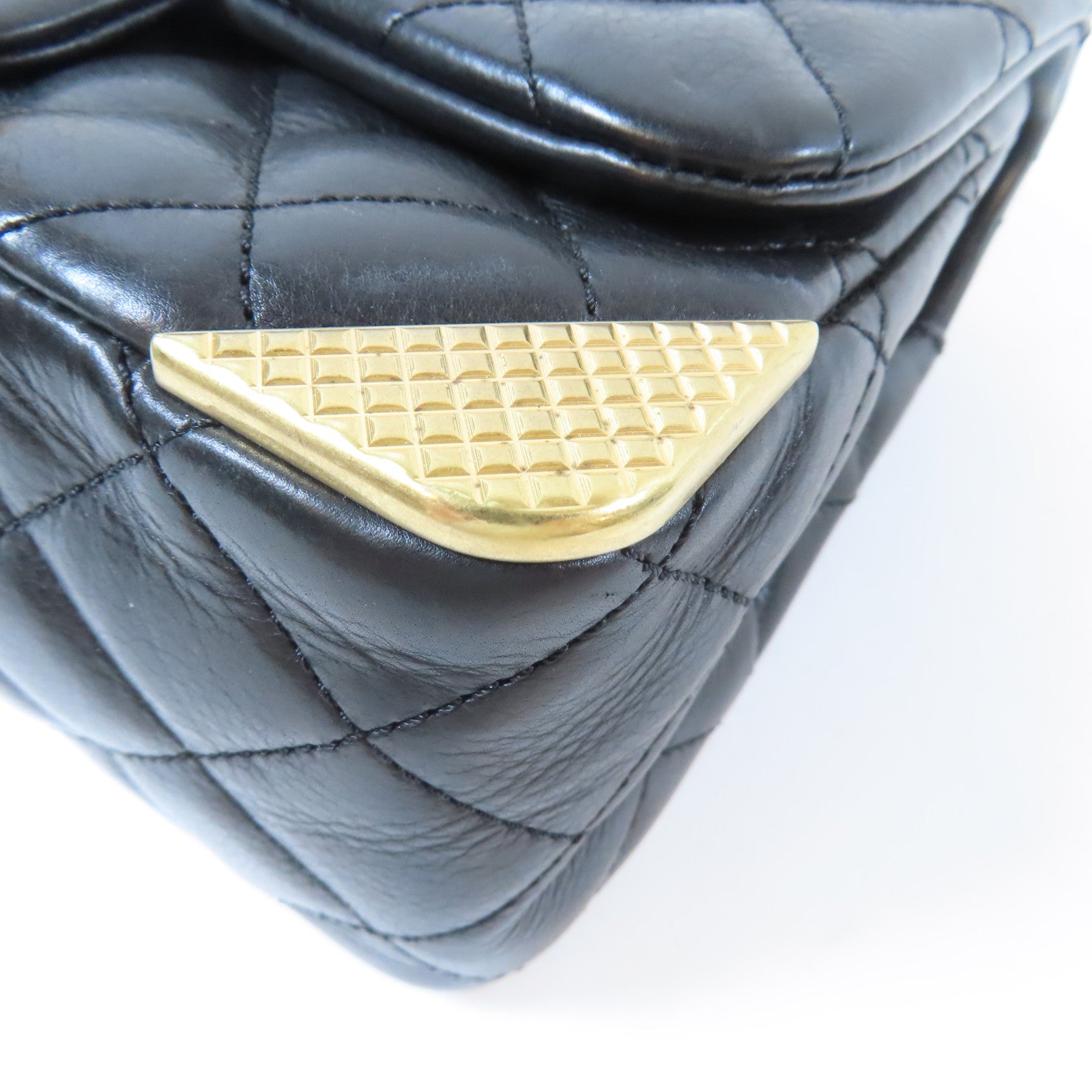 CHANEL 【激減優惠】菱格羊皮皮革Chain Shoulder金扣鏈帶肩背袋黑色