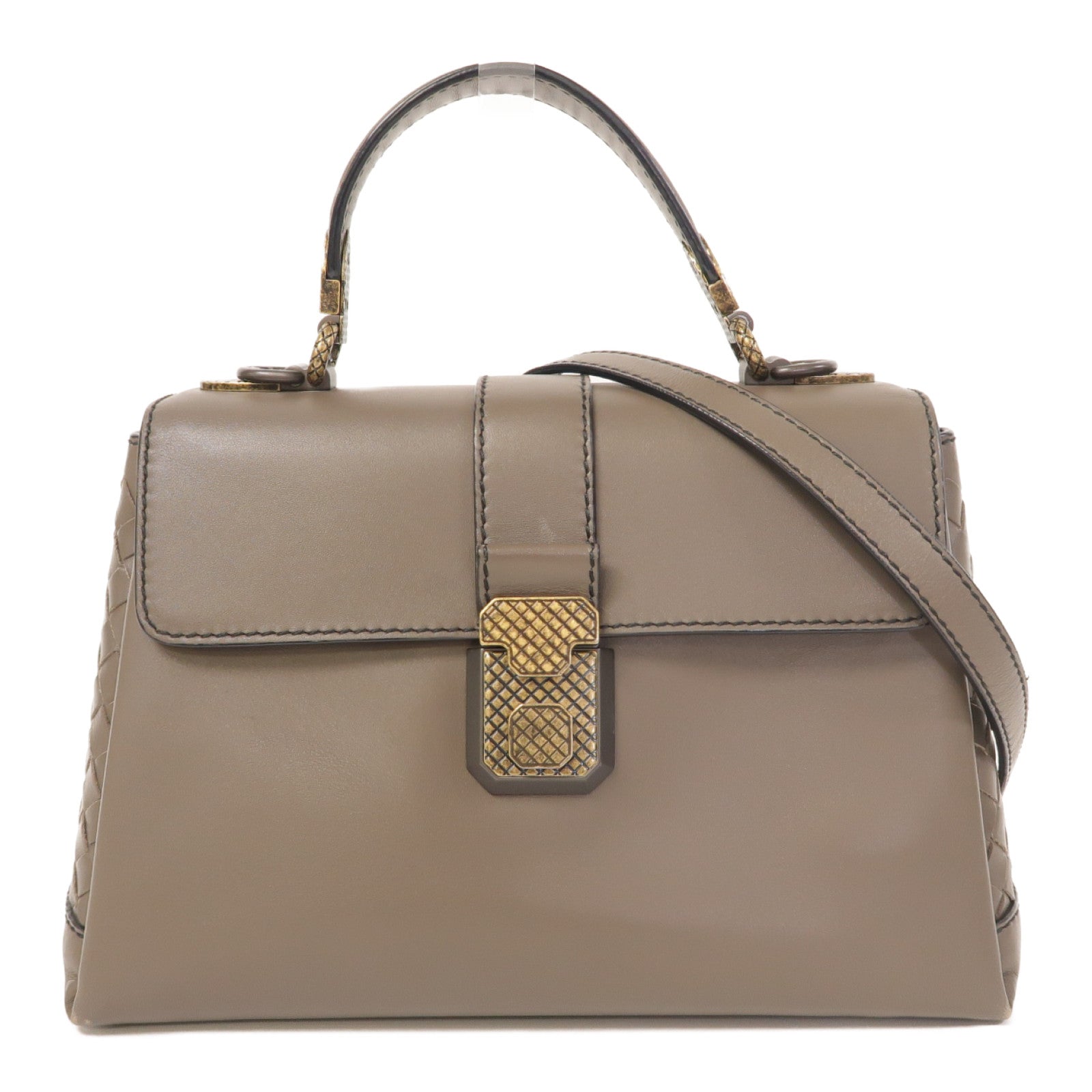BOTTEGA VENETA 【激減優惠】牛皮皮革2 Way Shoulder手挽肩背兩用袋灰色
