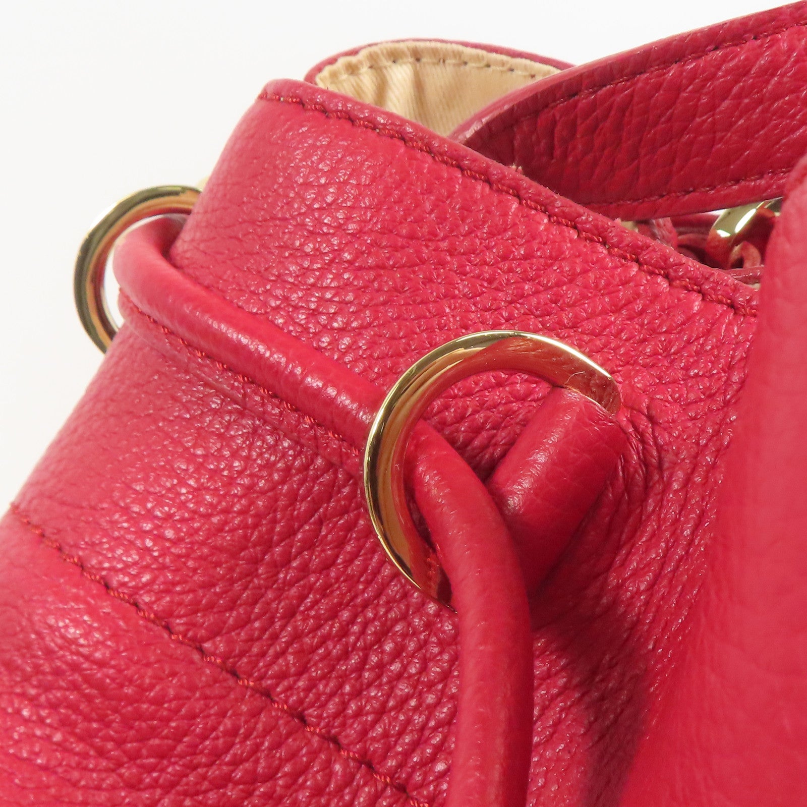 SEE BY CHLOE GHW Shoulder Bag Calfskin Leather Red