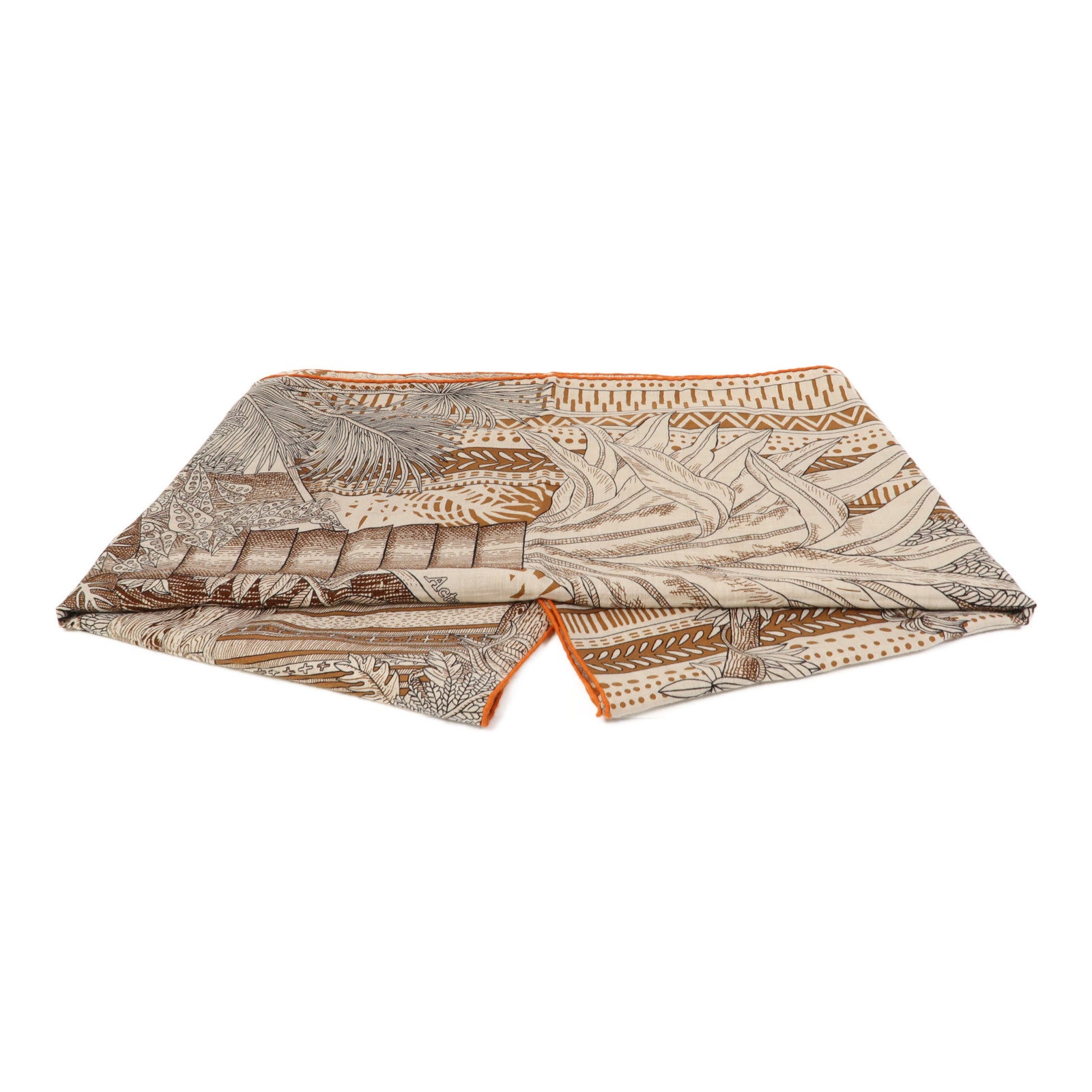 HERMES 羊絨/絲質Scarf圍巾啡色/米色