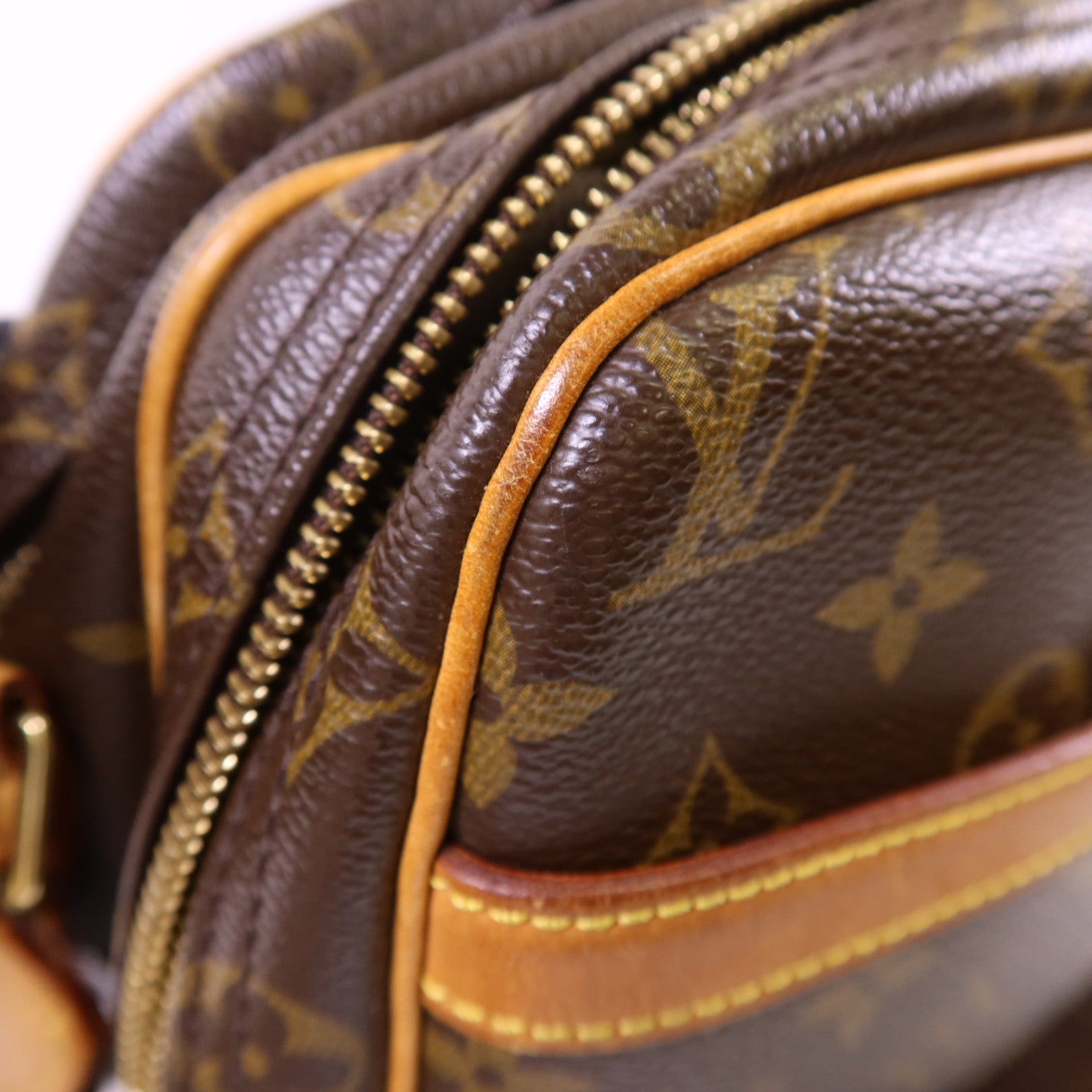 LOUIS VUITTON Monogram Reporter PM金扣肩背袋棕色