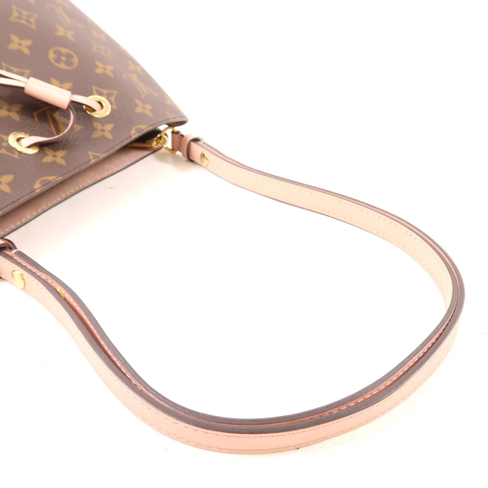 LOUIS VUITTON Monogram NeoNoe MM金扣肩背袋棕色/粉紅色