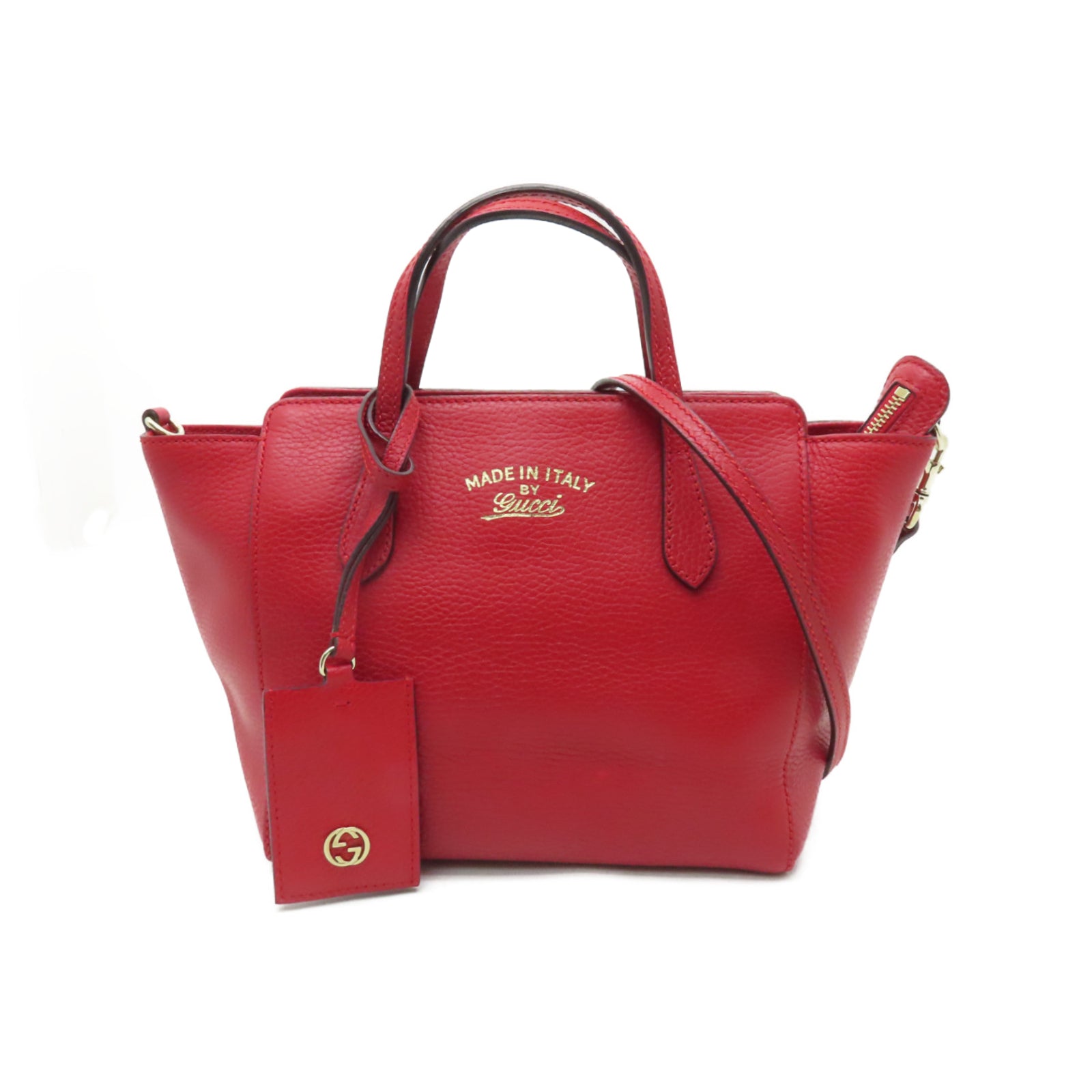 GUCCI 【清倉大減價】牛皮皮革2 Way Shoulder金扣手挽肩背兩用袋紅色