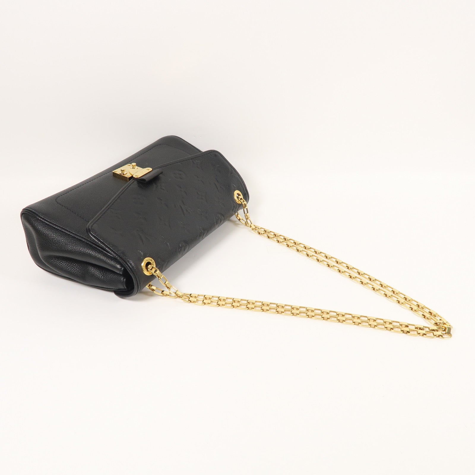 LOUIS VUITTON Monogram Empreinte Saint Germain PM金扣鏈帶肩背袋黑色