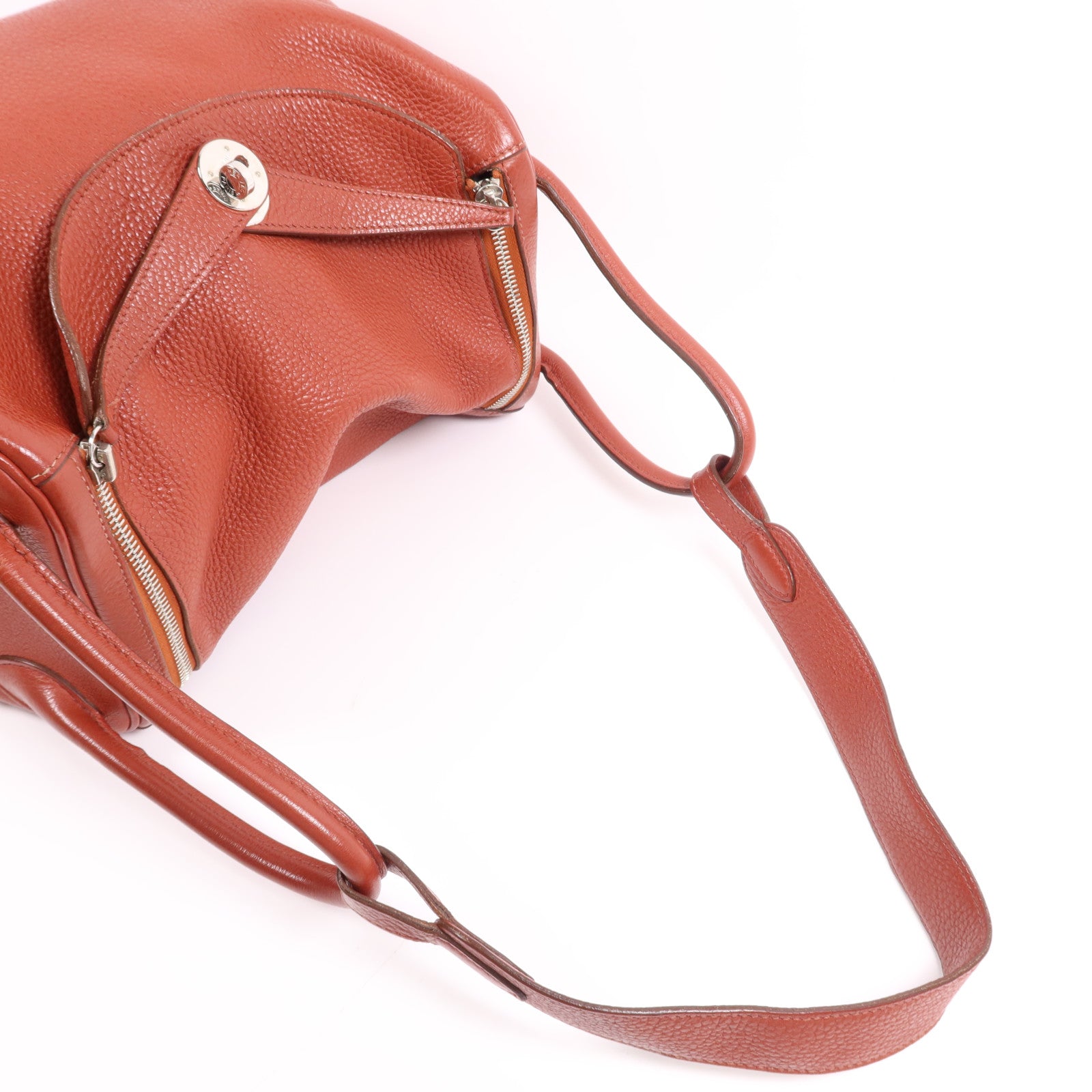 HERMES Clemence皮革Lindy 30銀扣手挽肩背兩用袋Rouge