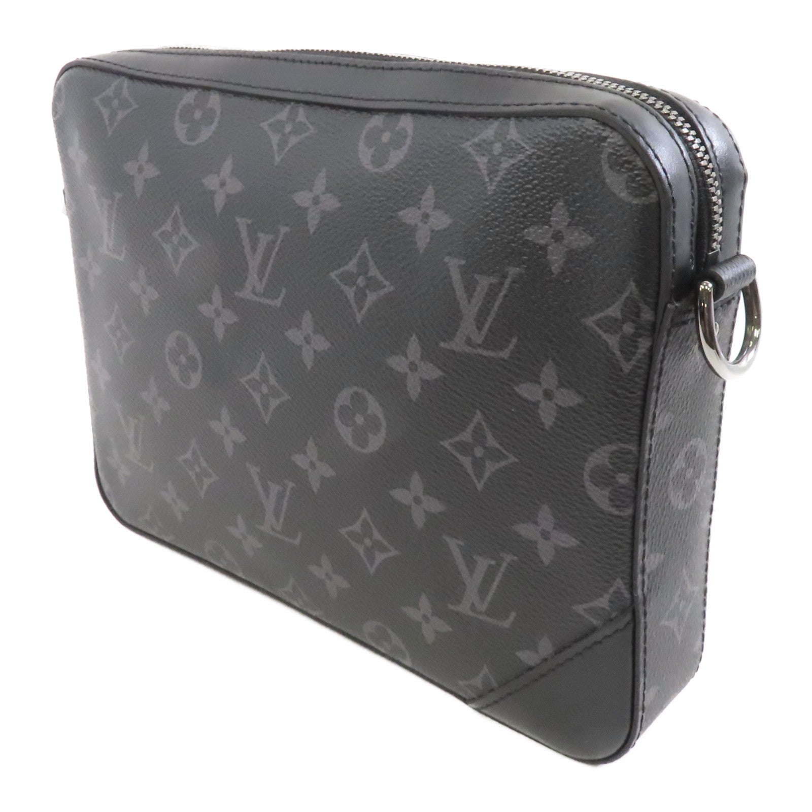 LOUIS VUITTON Monogram Eclipse Trio  Messenger銀扣肩背袋黑色