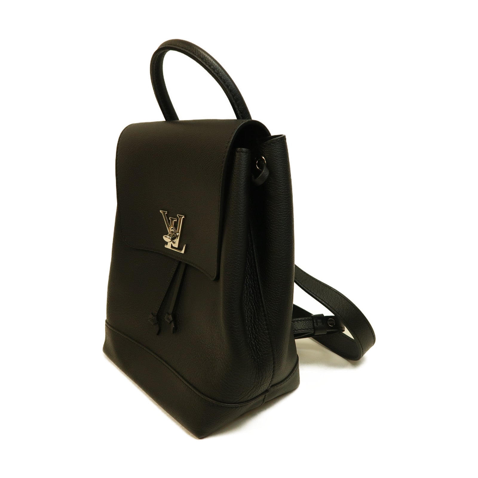 LOUIS VUITTON 【激減優惠】牛皮皮革Lockme Backpack銀扣背包黑色