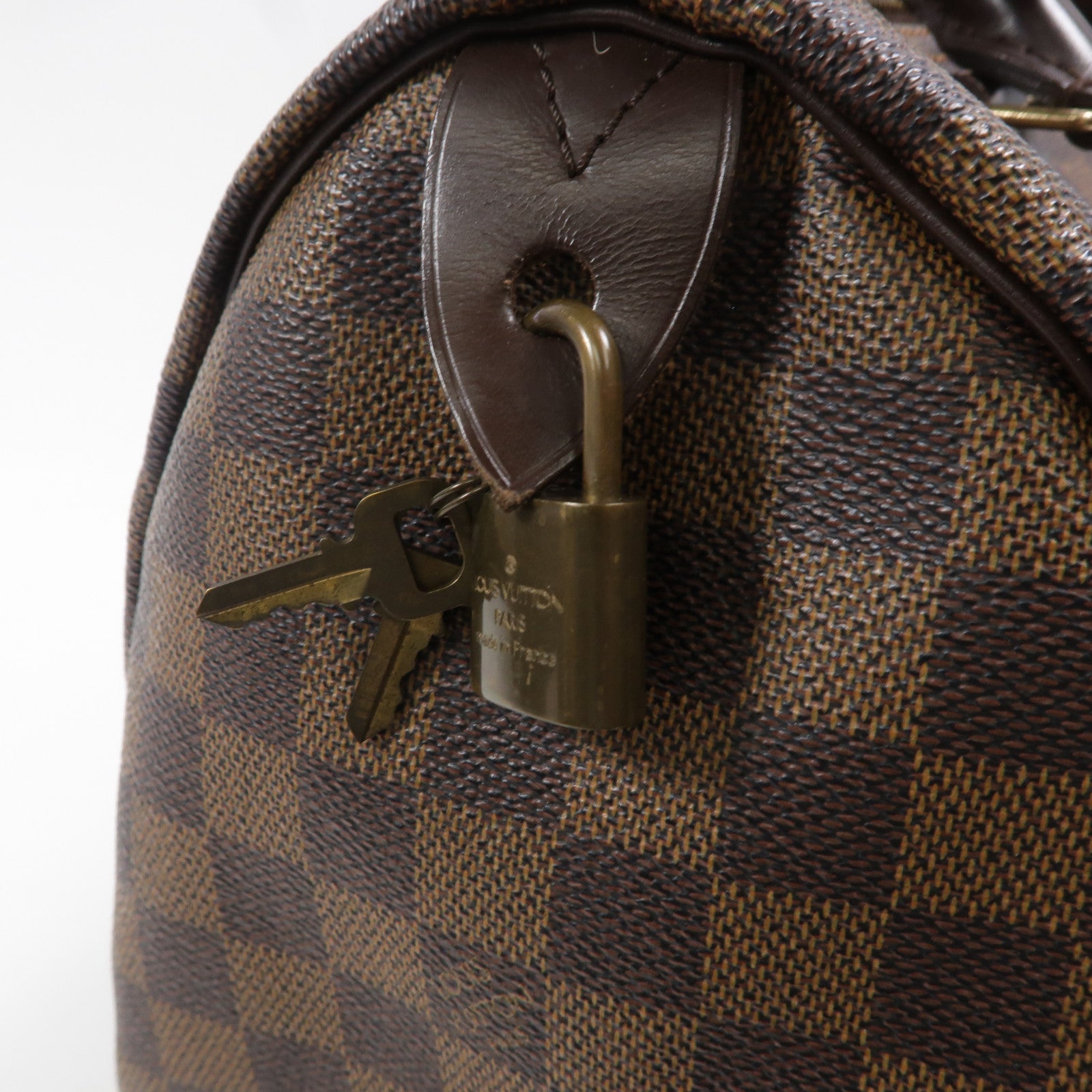 LOUIS VUITTON Damier Speedy 25金扣手挽袋