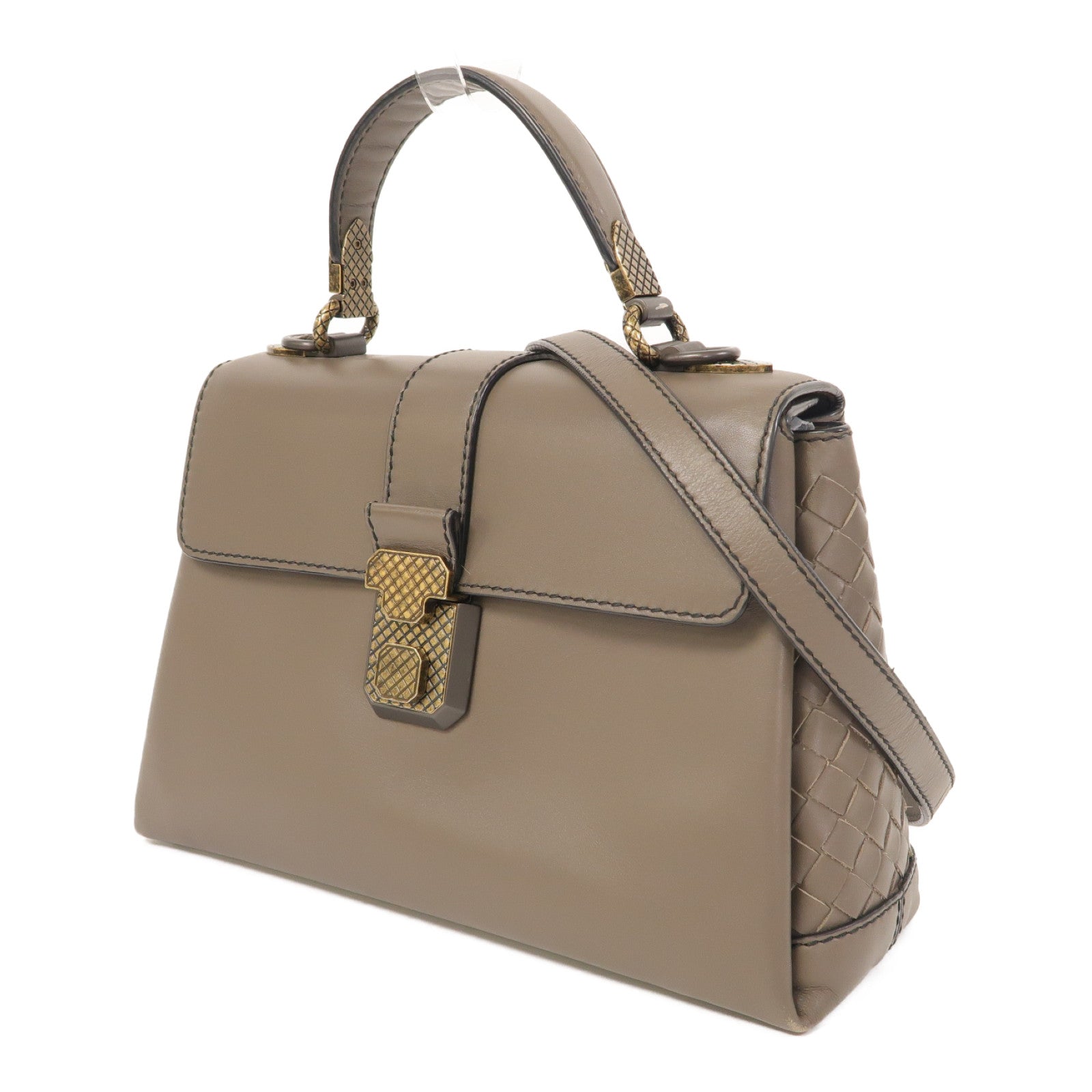 BOTTEGA VENETA 【激減優惠】牛皮皮革2 Way Shoulder手挽肩背兩用袋灰色