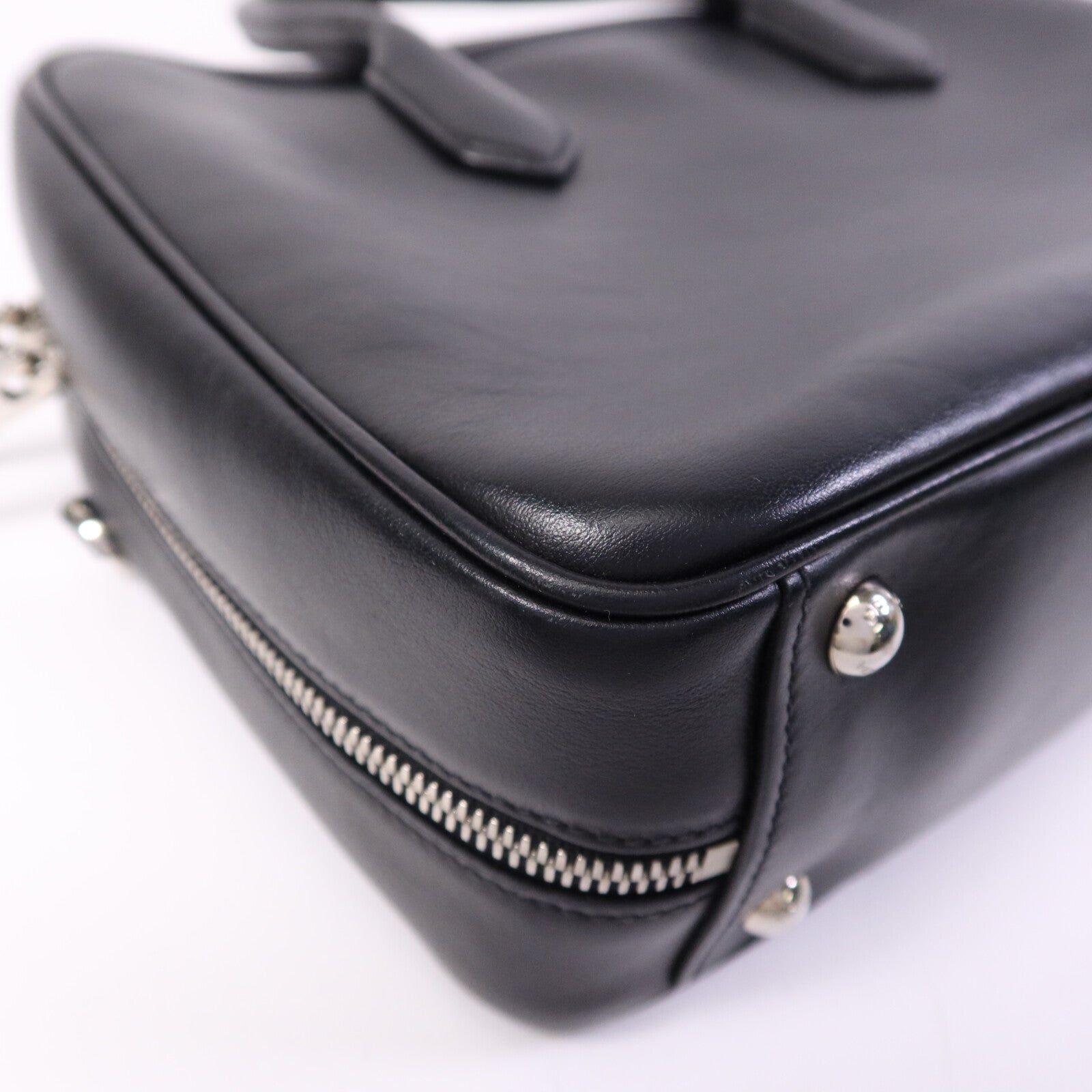 PRADA 【激減優惠】牛皮皮革Shoulder Bag銀扣手挽肩背兩用袋