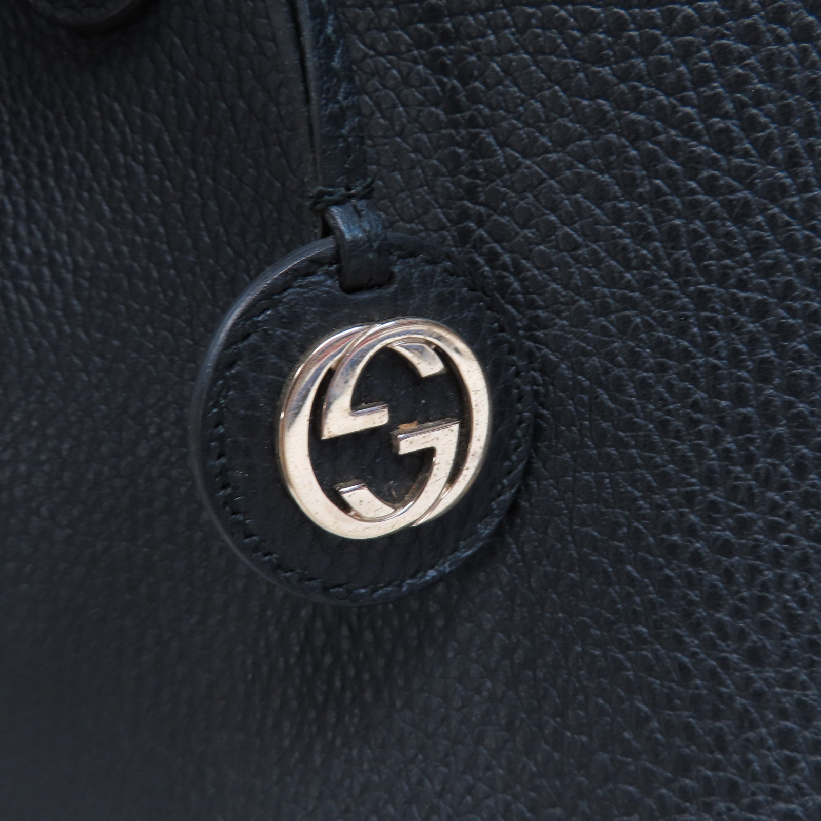 GUCCI 牛皮皮革Shoulder Bag銀扣手挽肩背兩用袋黑色