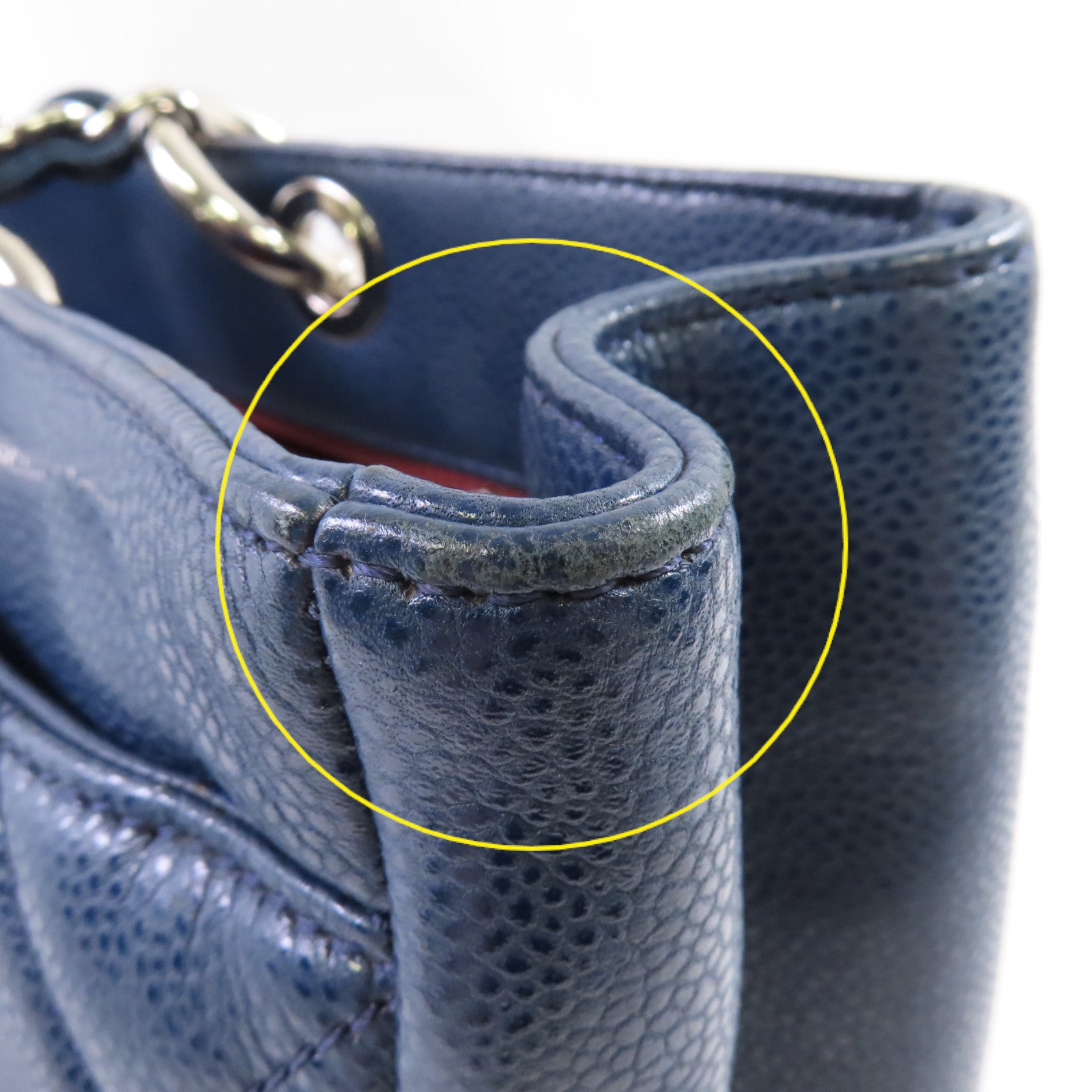CHANEL 【激減優惠】菱格牛皮皮革Chain Shoulder Bag銀扣鏈帶肩背袋寶藍色