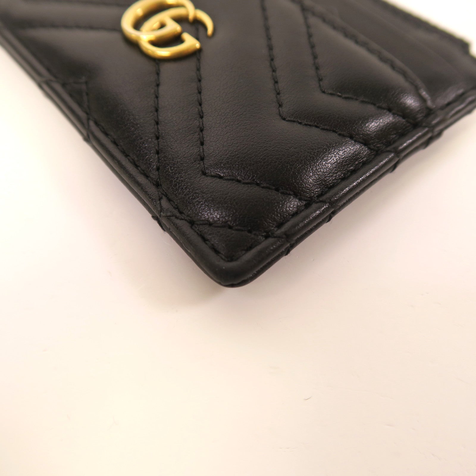 GUCCI 【激減優惠】牛皮皮革Card Case金扣卡片套黑色
