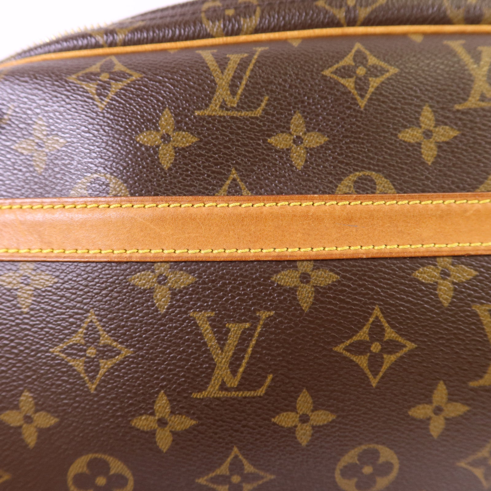 LOUIS VUITTON Monogram Reporter PM金扣肩背袋棕色
