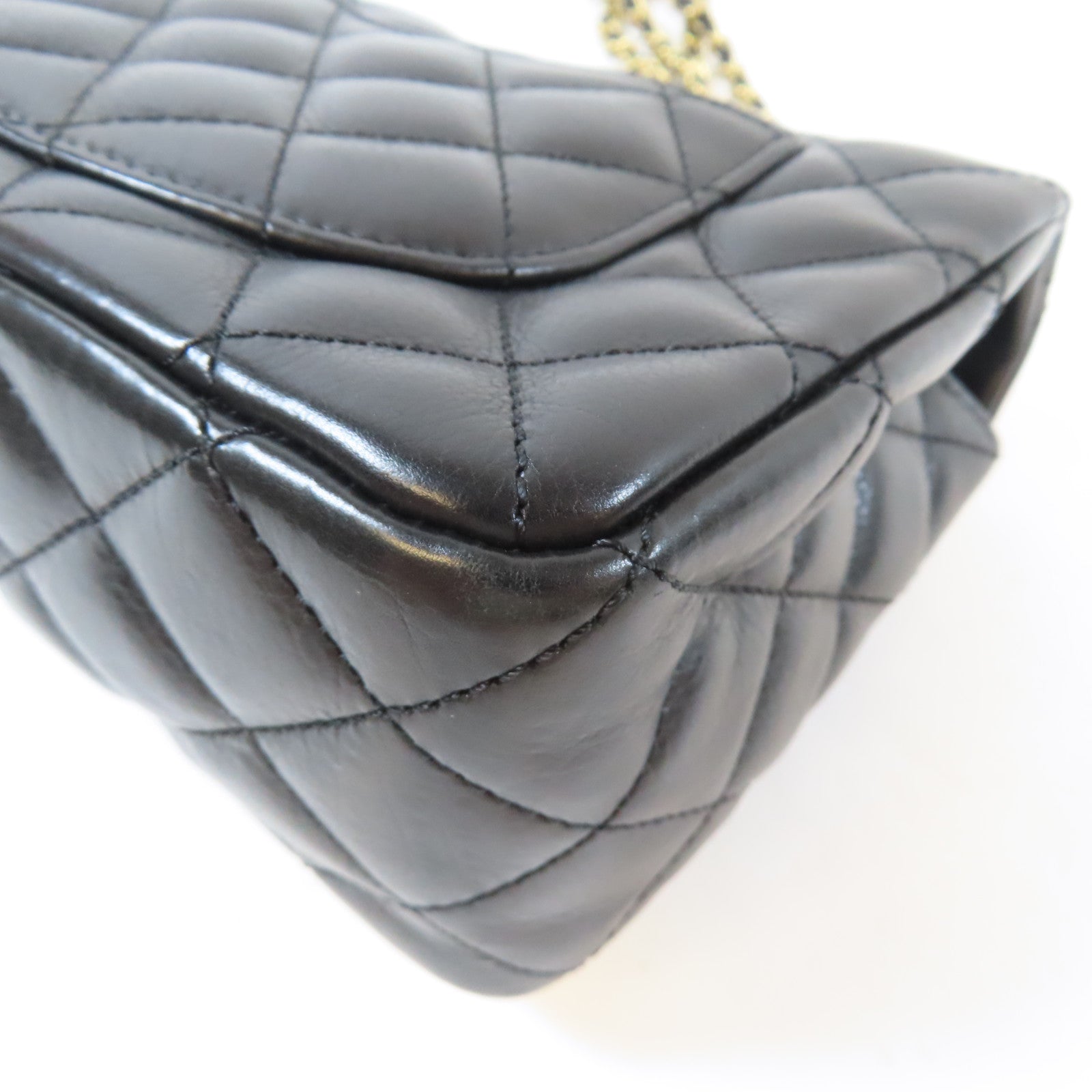 CHANEL 【激減優惠】菱格羊皮皮革Chain Shoulder金扣鏈帶肩背袋黑色