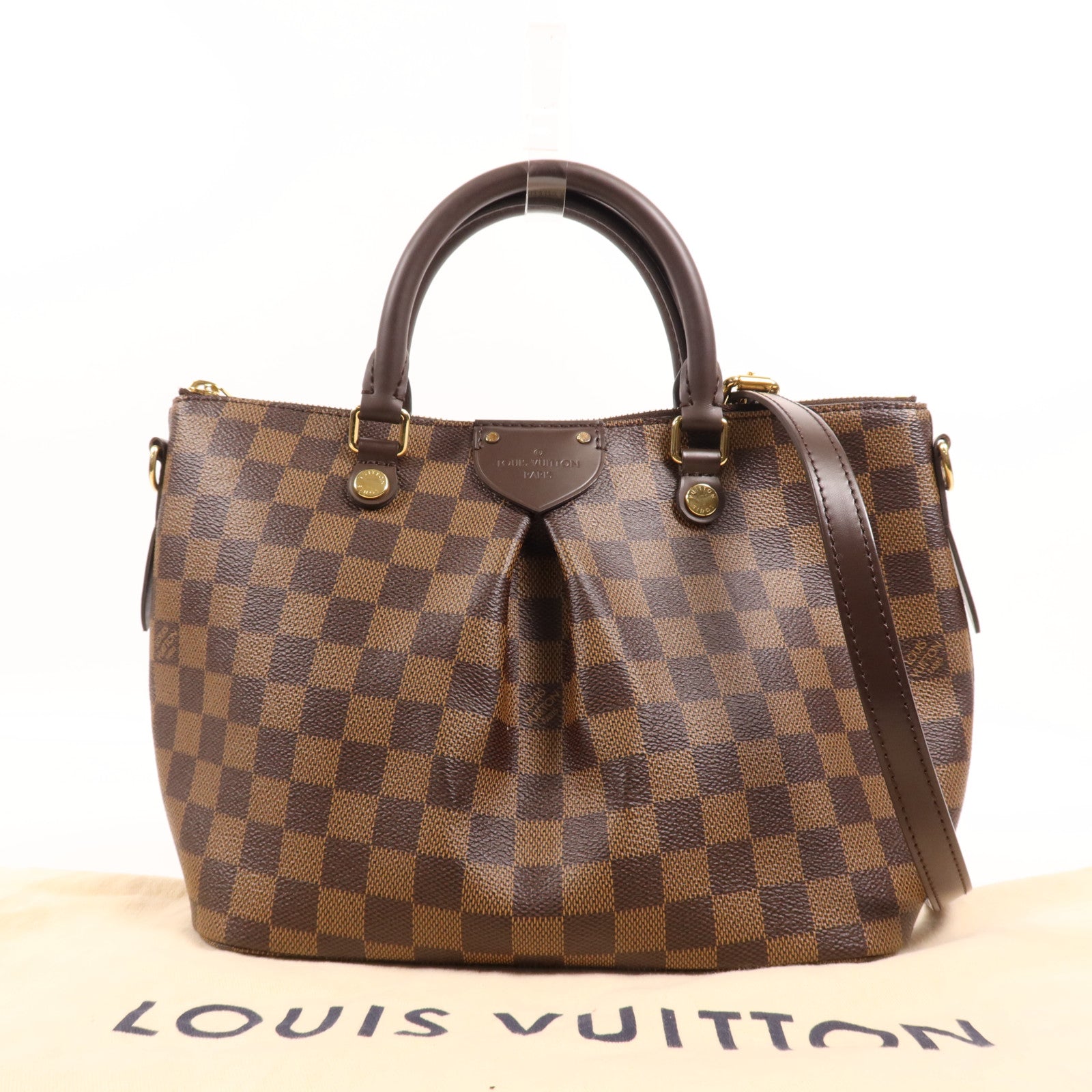 LOUIS VUITTON Damier Siena PM金扣手挽肩背兩用袋