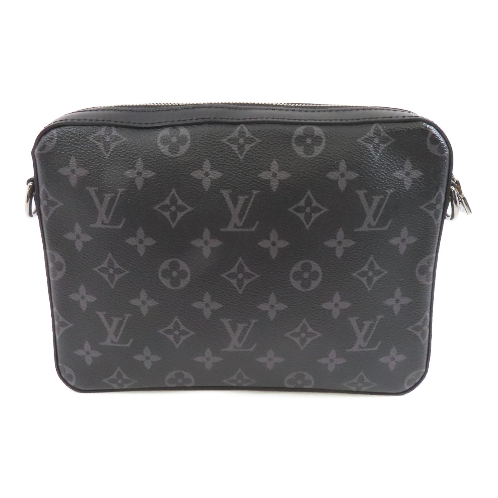 LOUIS VUITTON Monogram Eclipse Trio  Messenger銀扣肩背袋黑色
