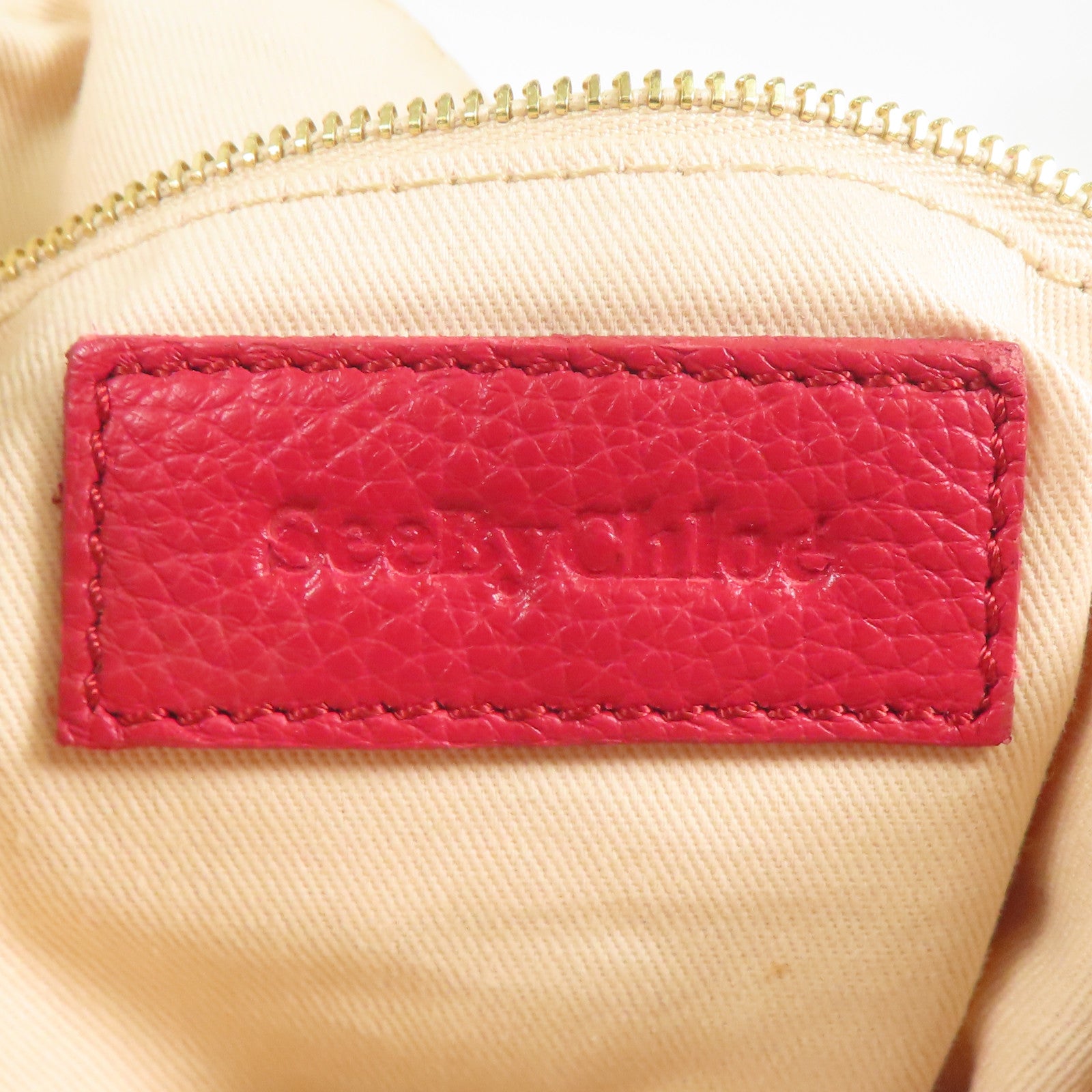 SEE BY CHLOE GHW Shoulder Bag Calfskin Leather Red