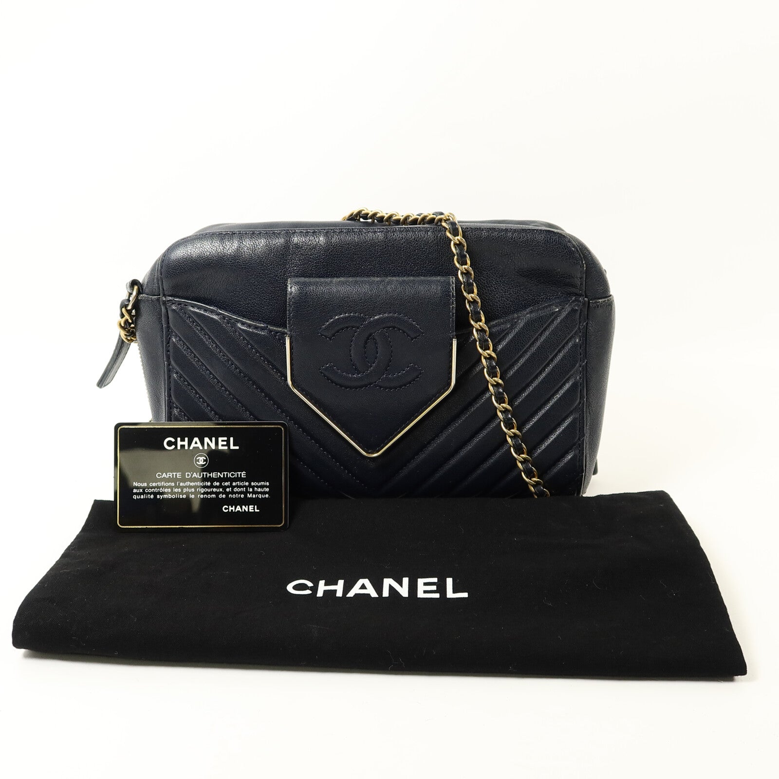 CHANEL 羊皮皮革Camera Bag鏈帶肩背袋