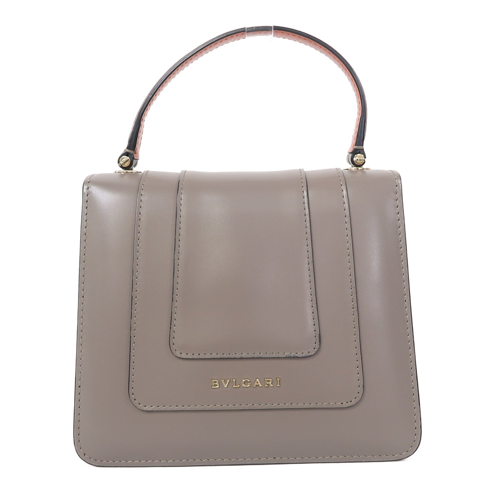 BVLGARI 牛皮皮革Shoulder Bag金扣手挽肩背兩用袋灰色