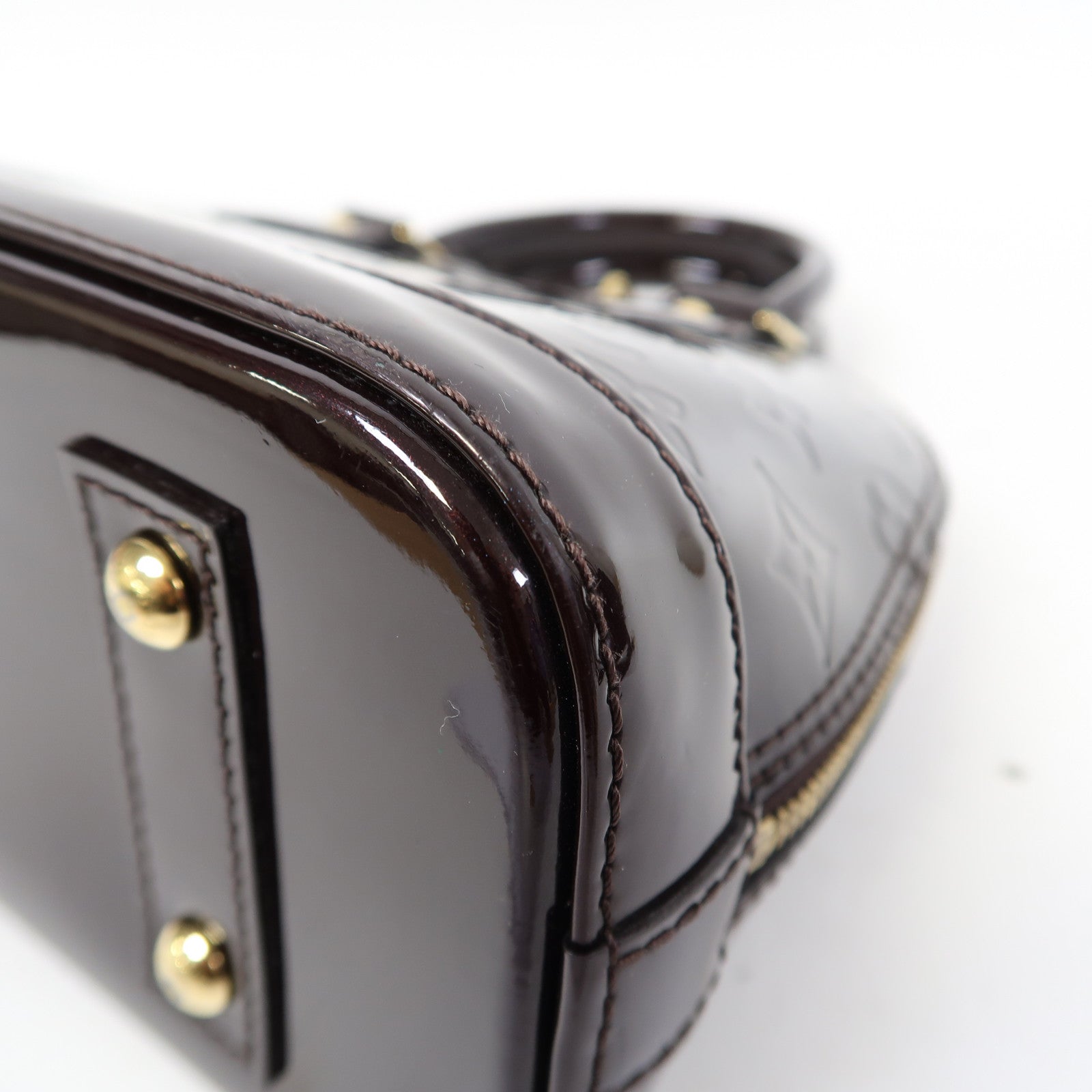 LOUIS VUITTON Vernis Alma BB金扣手挽肩背兩用袋深紅色