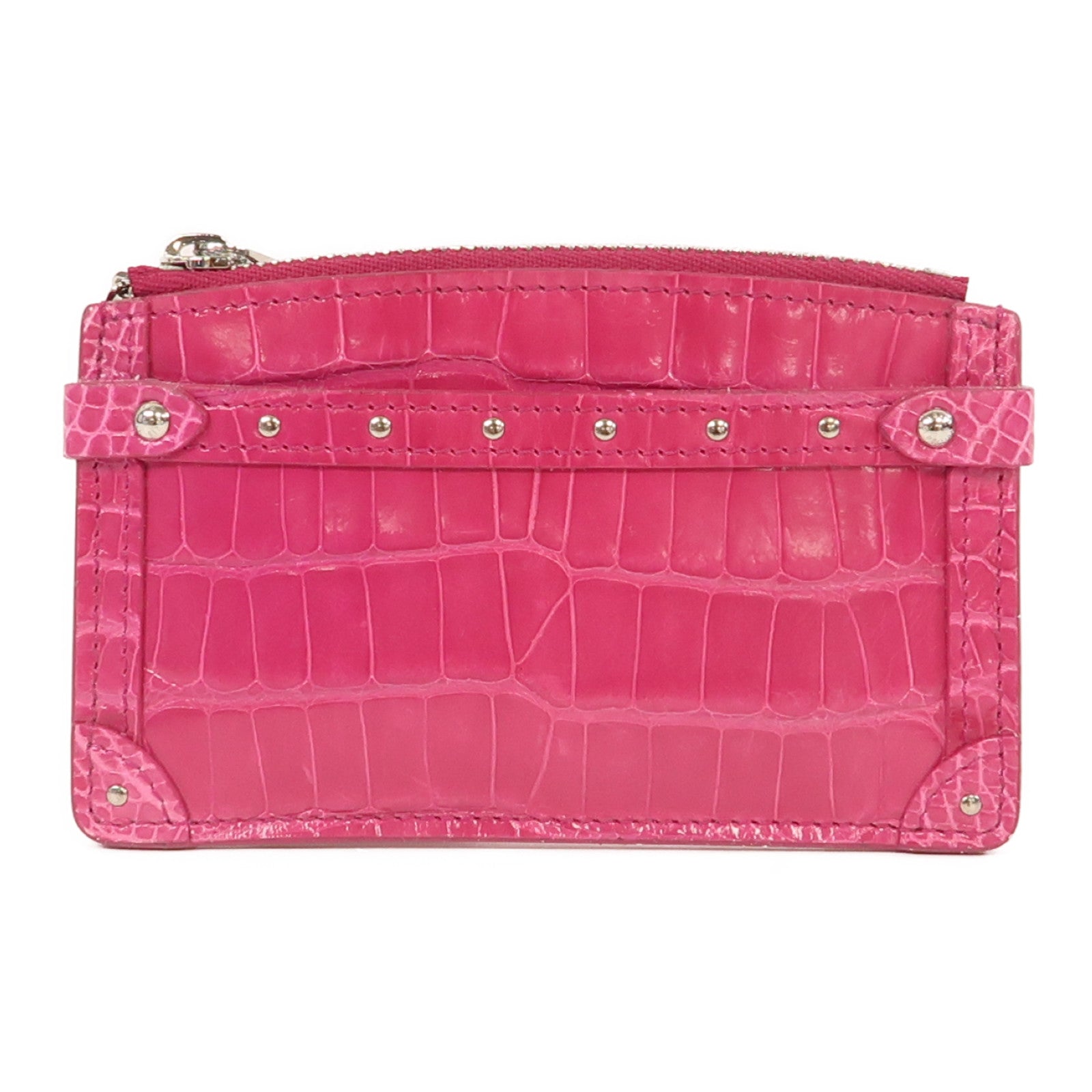 LOUIS VUITTON 鱷魚皮革Coin Case銀扣零錢包玫瑰色