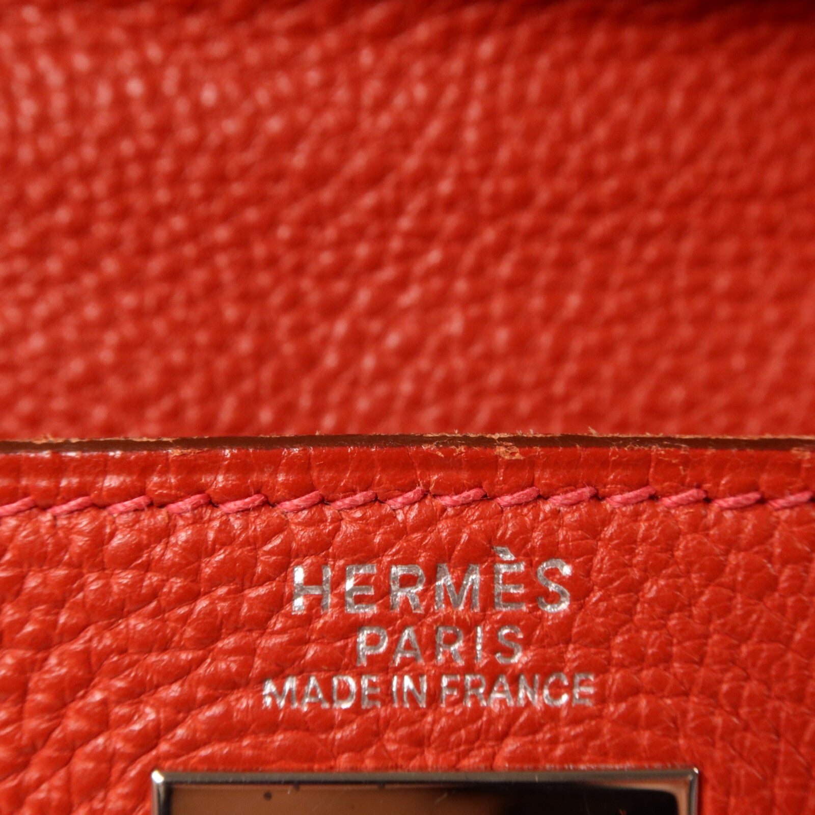 HERMES Clemence皮革Kelly 32手挽肩背兩用袋Rouge H