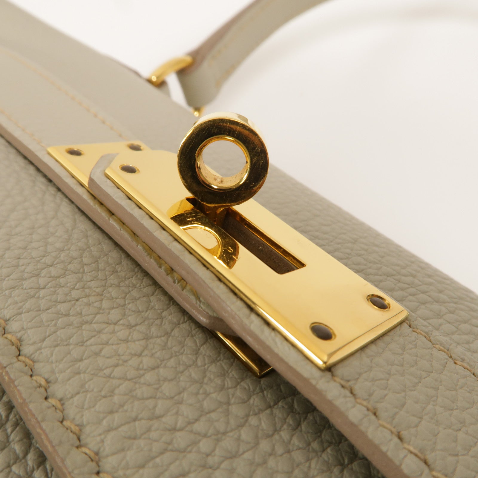 HERMES Togo皮革Shoulder Kelly肩背袋Gris Perle