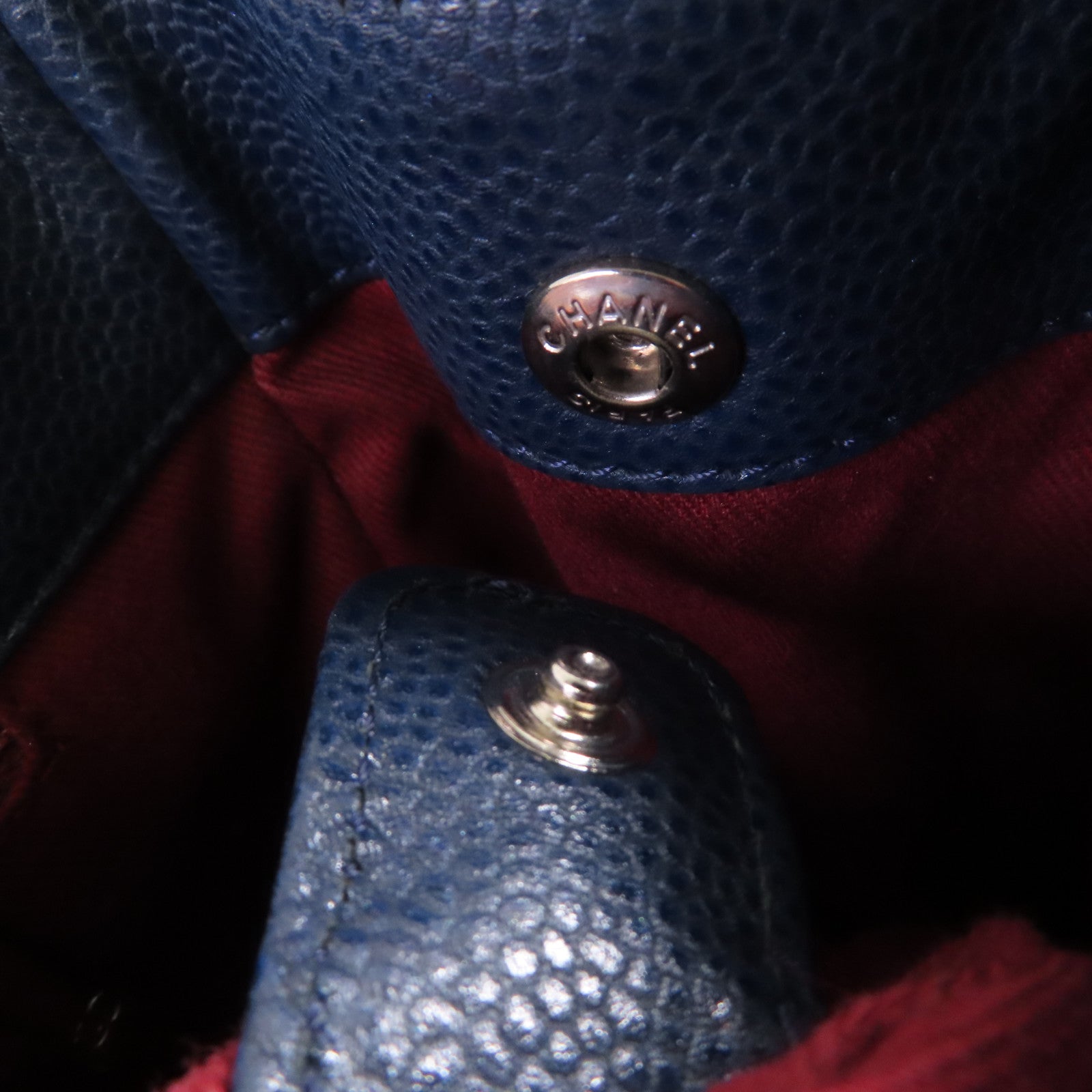 CHANEL 【激減優惠】菱格牛皮皮革Chain Shoulder Bag銀扣鏈帶肩背袋寶藍色