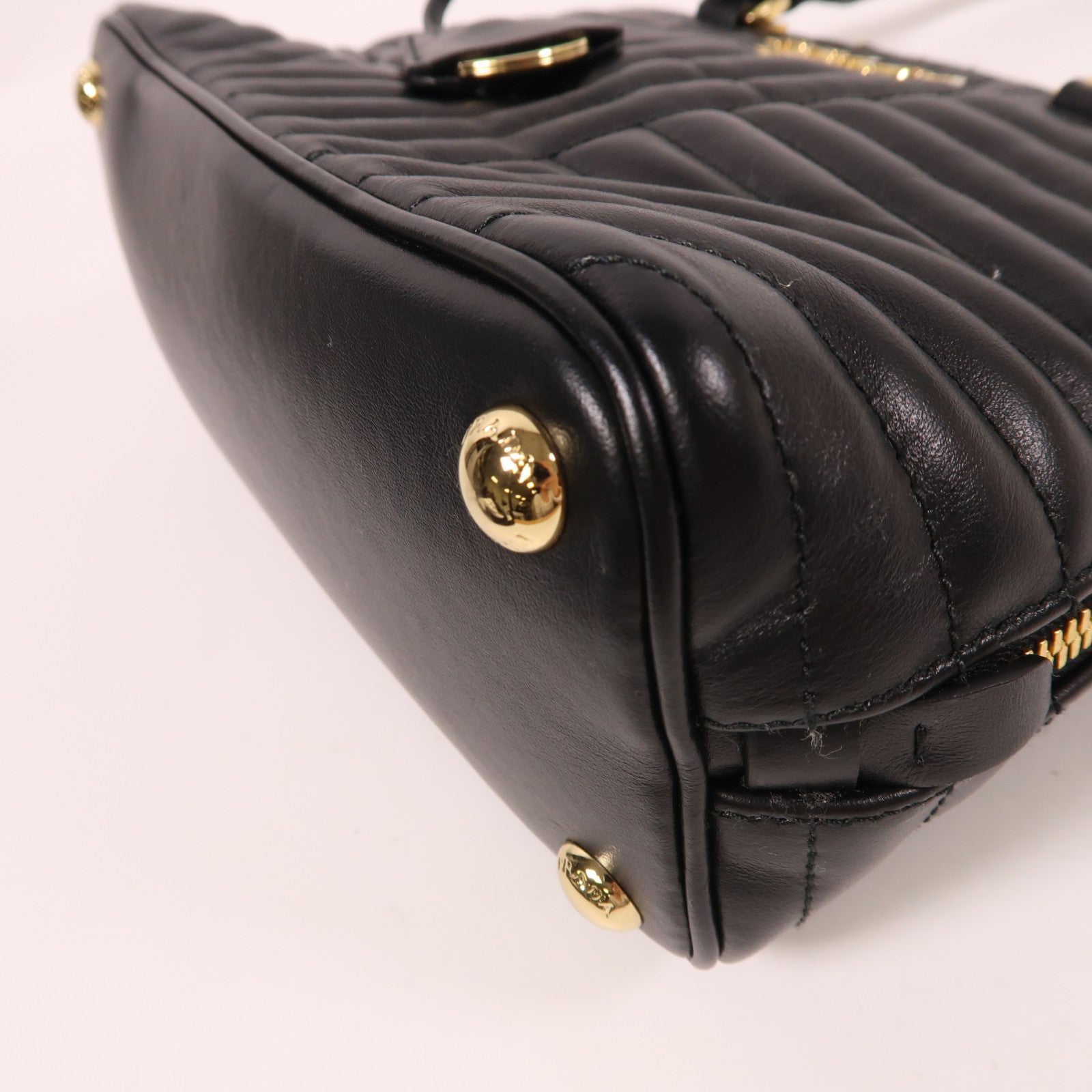 PRADA 牛皮皮革Shoulder Bag金扣手挽肩背兩用袋