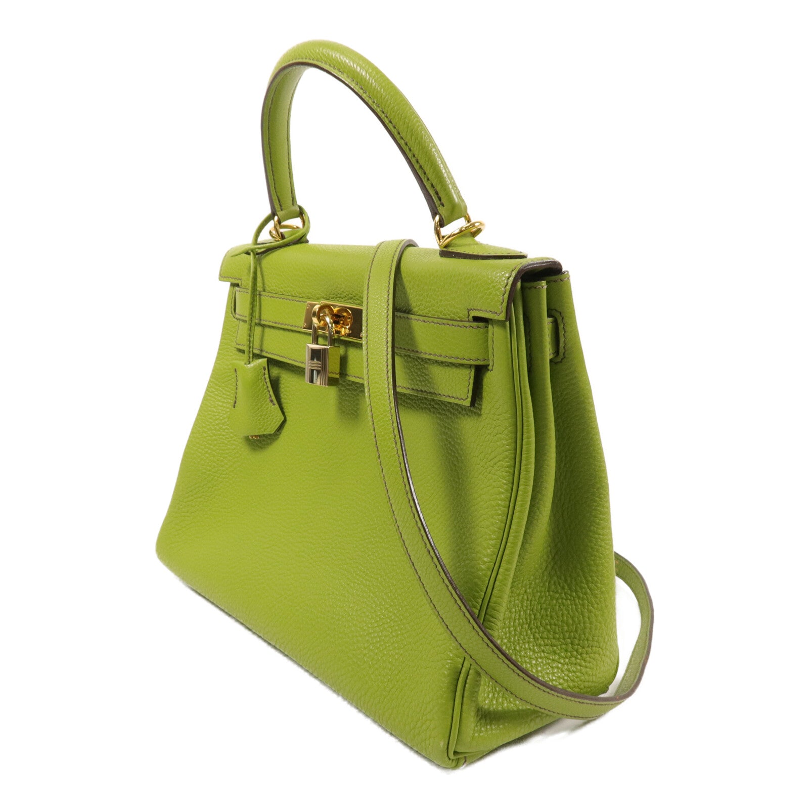 HERMES Togo皮革Kelly 28手挽肩背兩用袋Vert Anis