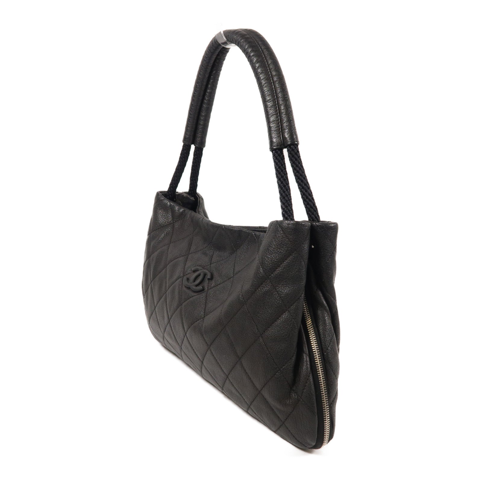 CHANEL 牛皮皮革Shoulder Bag銀扣肩背袋