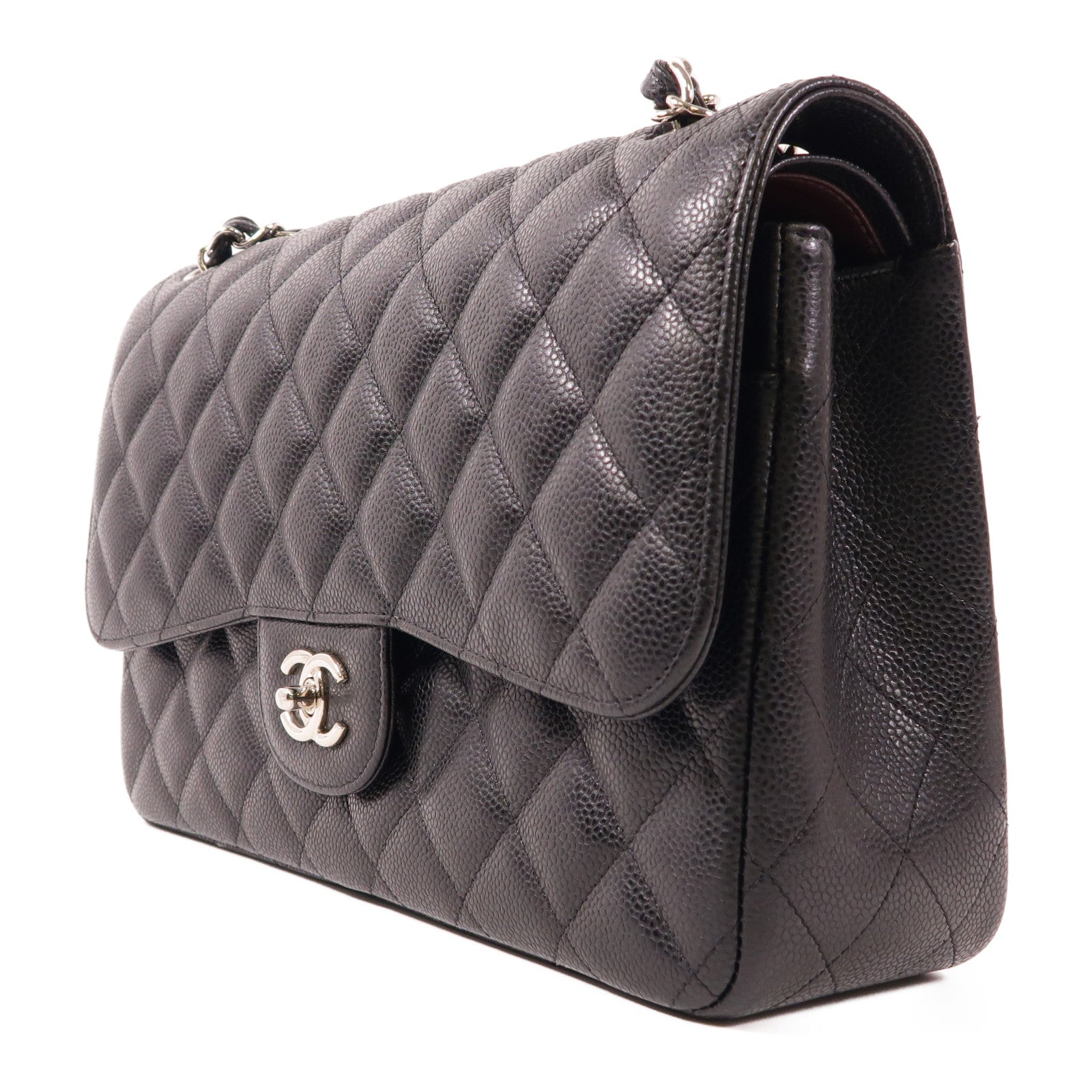 CHANEL CC SHW Large Classic Chain Shoulder Bag Calfskin Leather Black